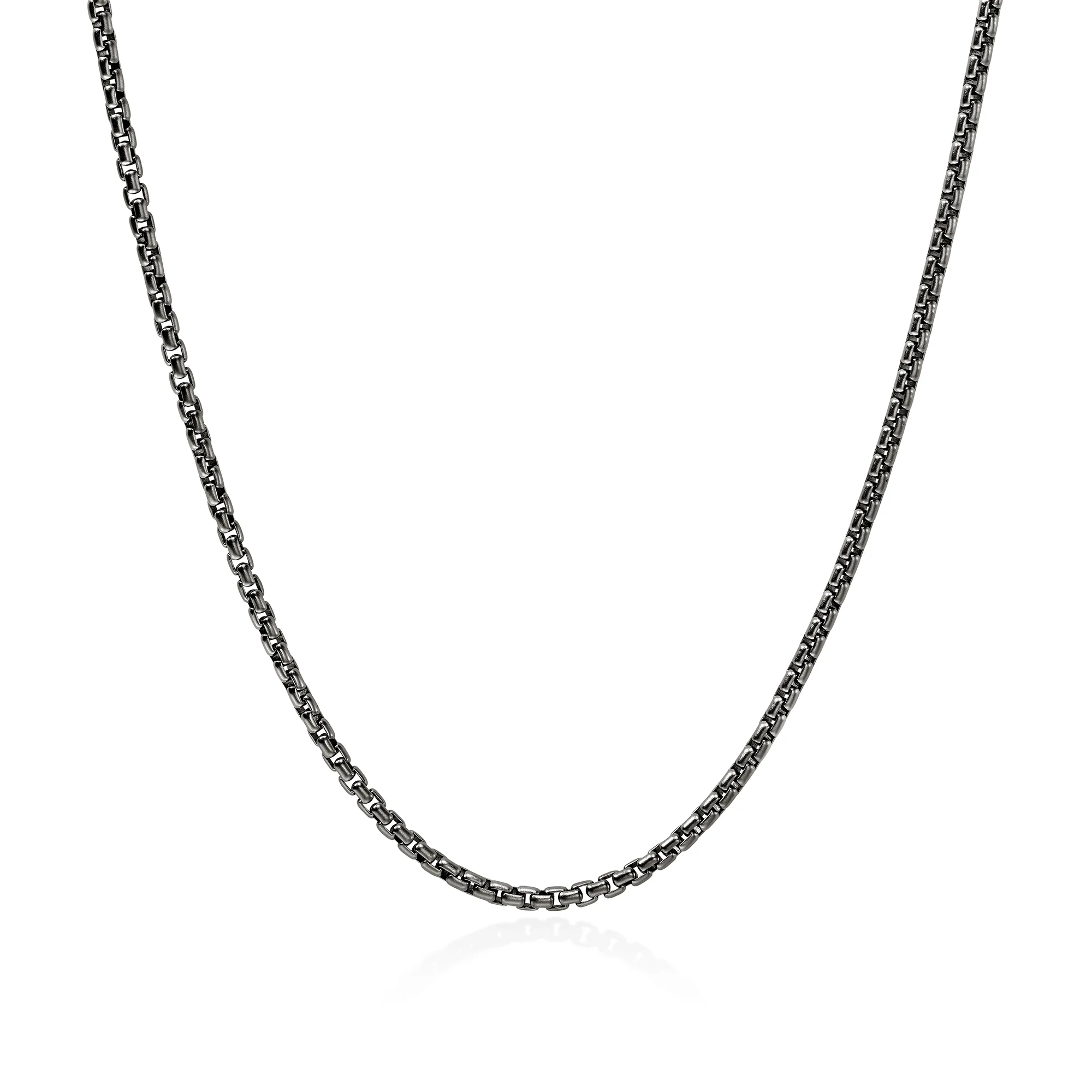Box Chain Necklace, Dark Silver, 2.7MM|NM98807SMBRD