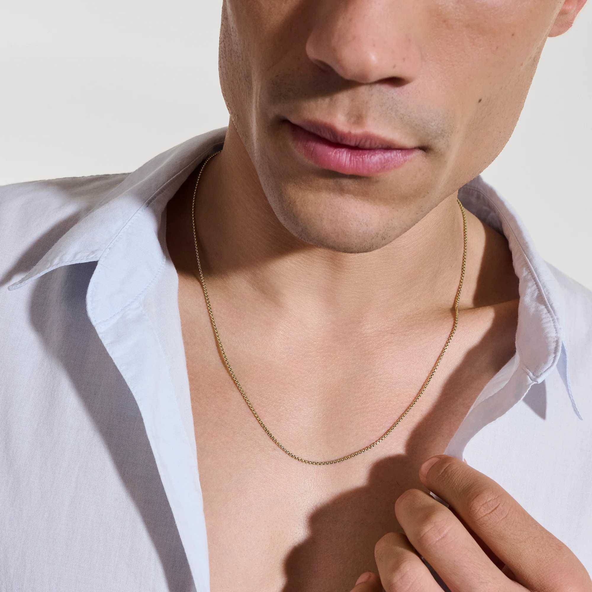 Box Chain Necklace, Gold, 1.6MM|NMGG98806 - Image 3