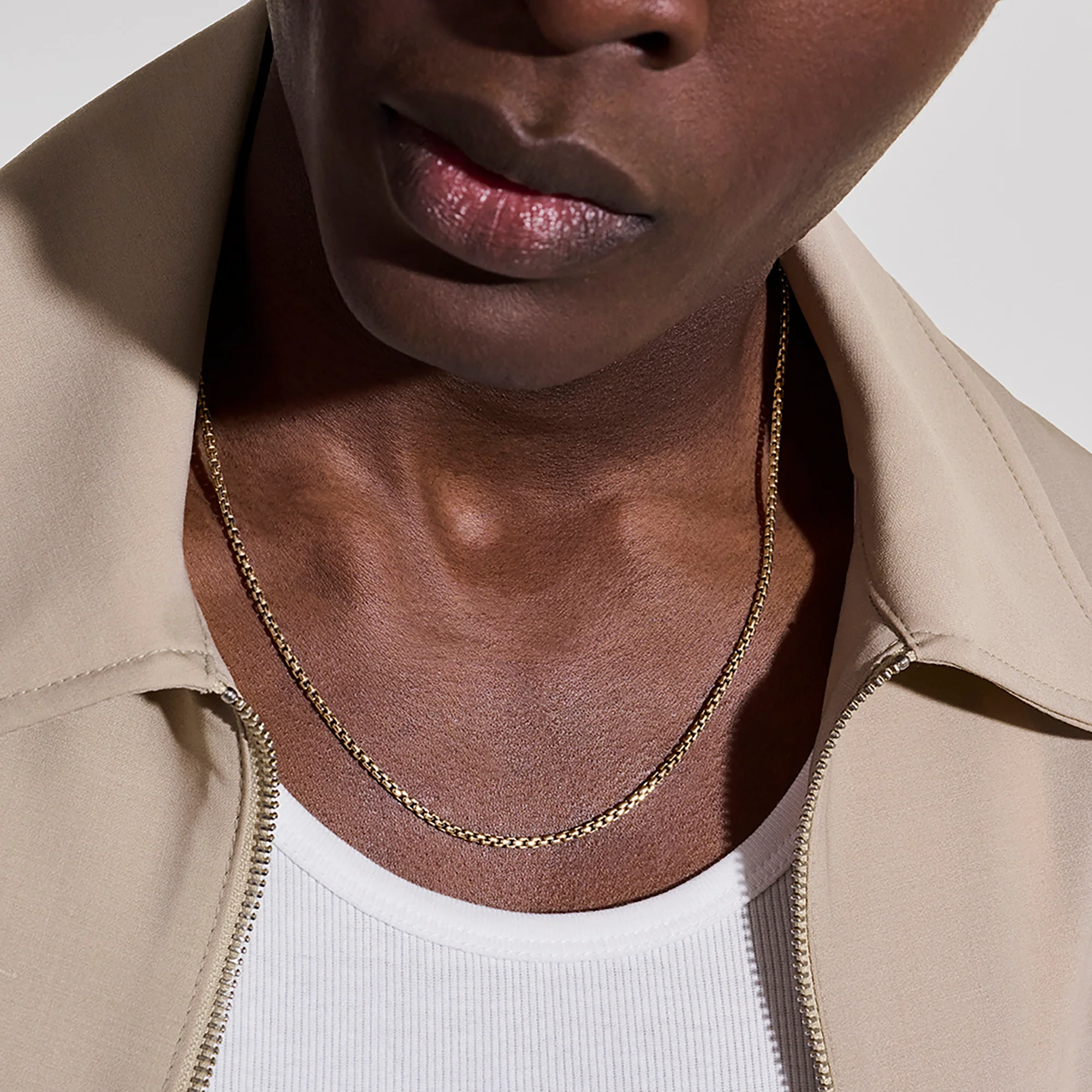 Box Chain Necklace, Gold, 2.7MM|NMGG98807 - Image 3