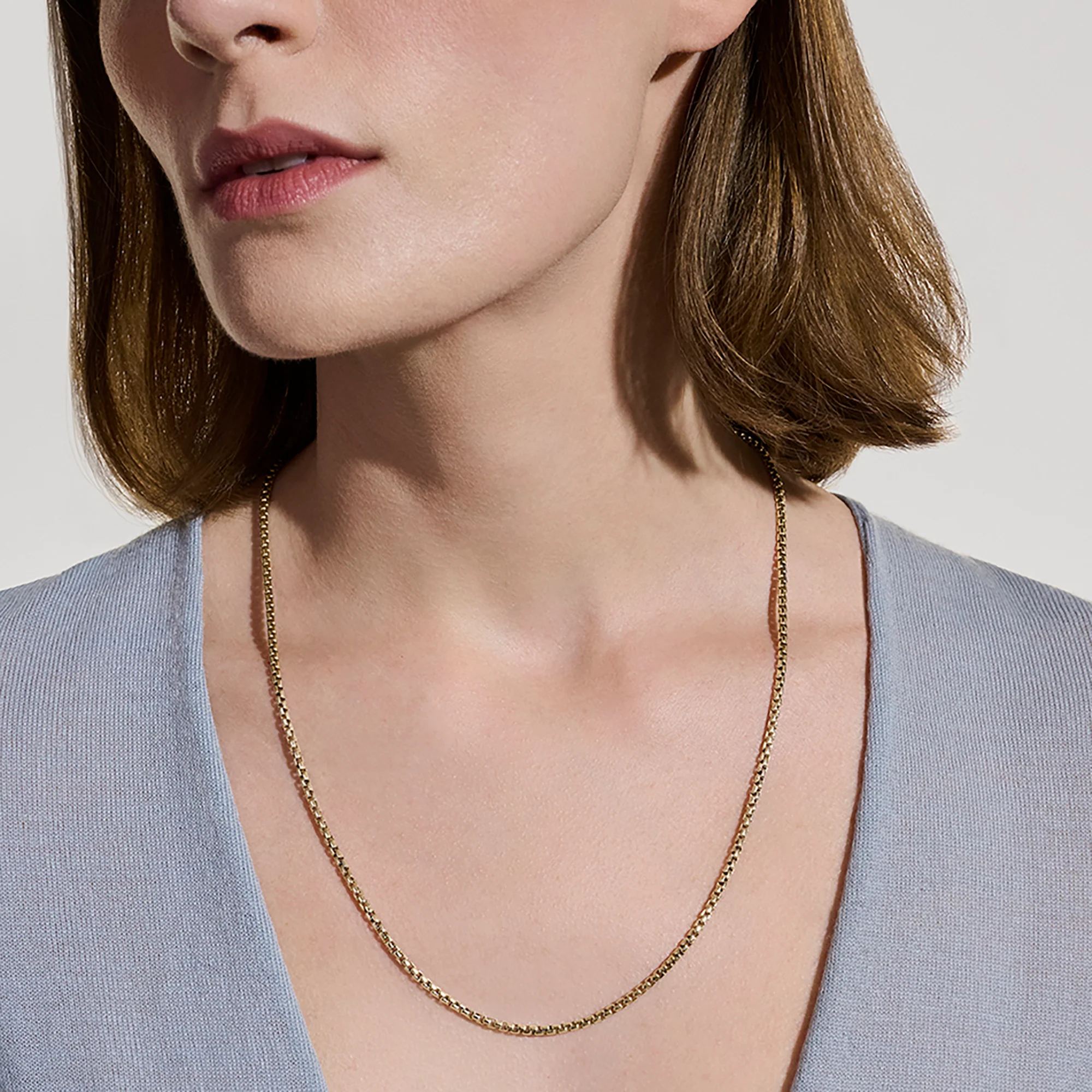 Box Chain Necklace, Gold, 2.7MM|NMGG98807 - Image 4