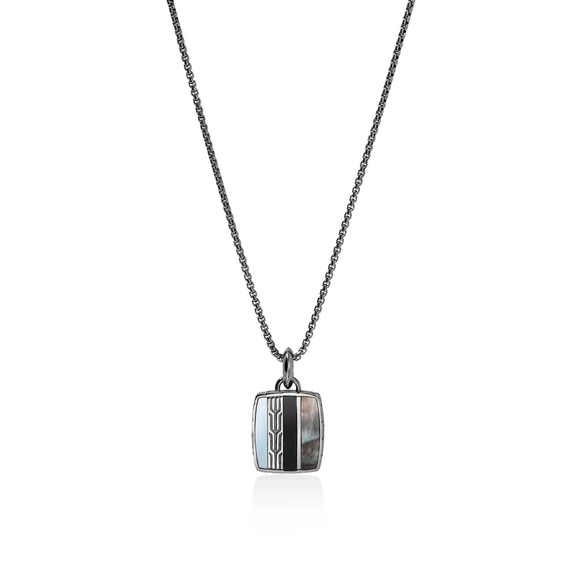 Icon 50 Necklace, Dark Silver, Hardstones|NMS988201BRDBONHE