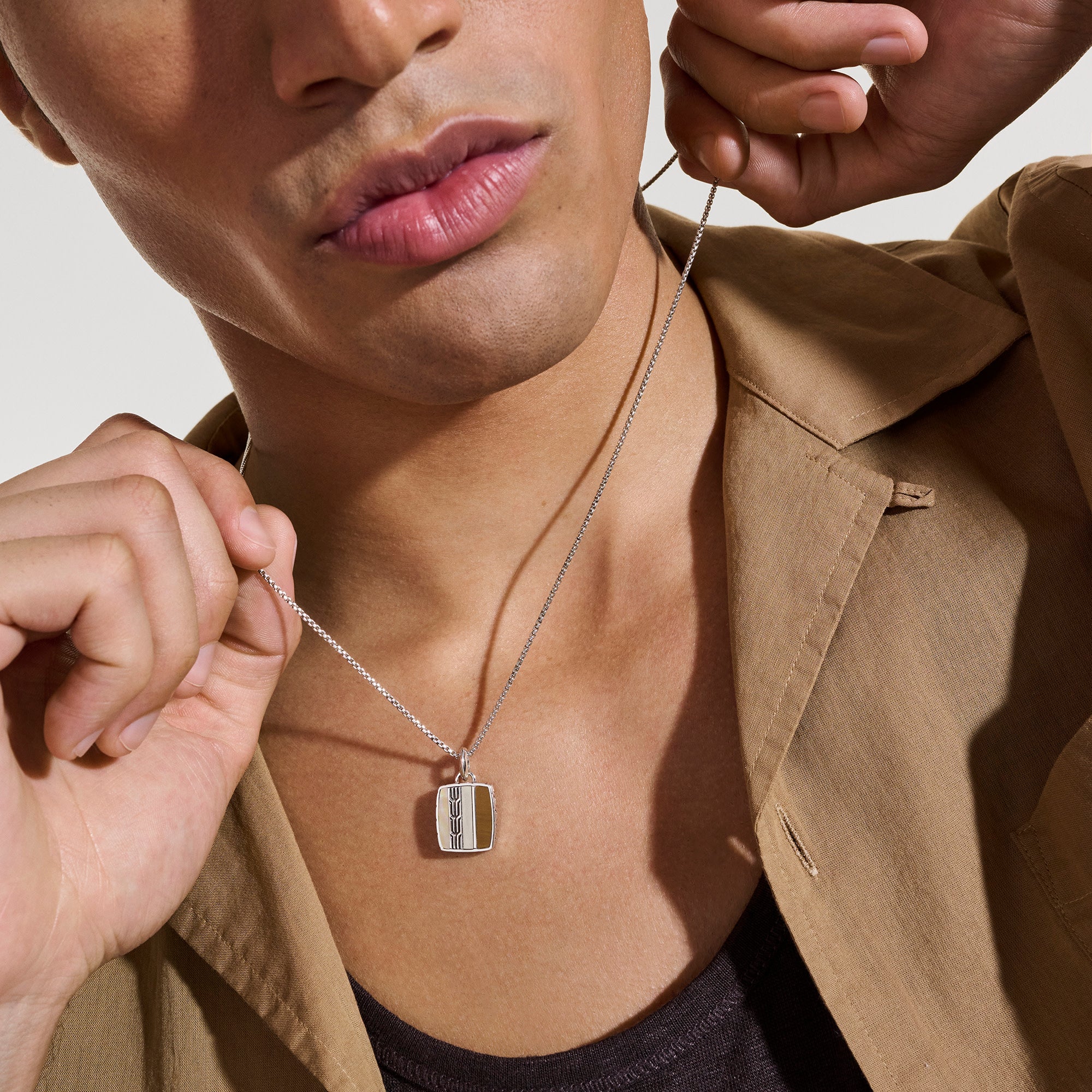 Icon 50 Necklace, Sterling Silver, Hardstones|NMS988201TEPY - Image 4