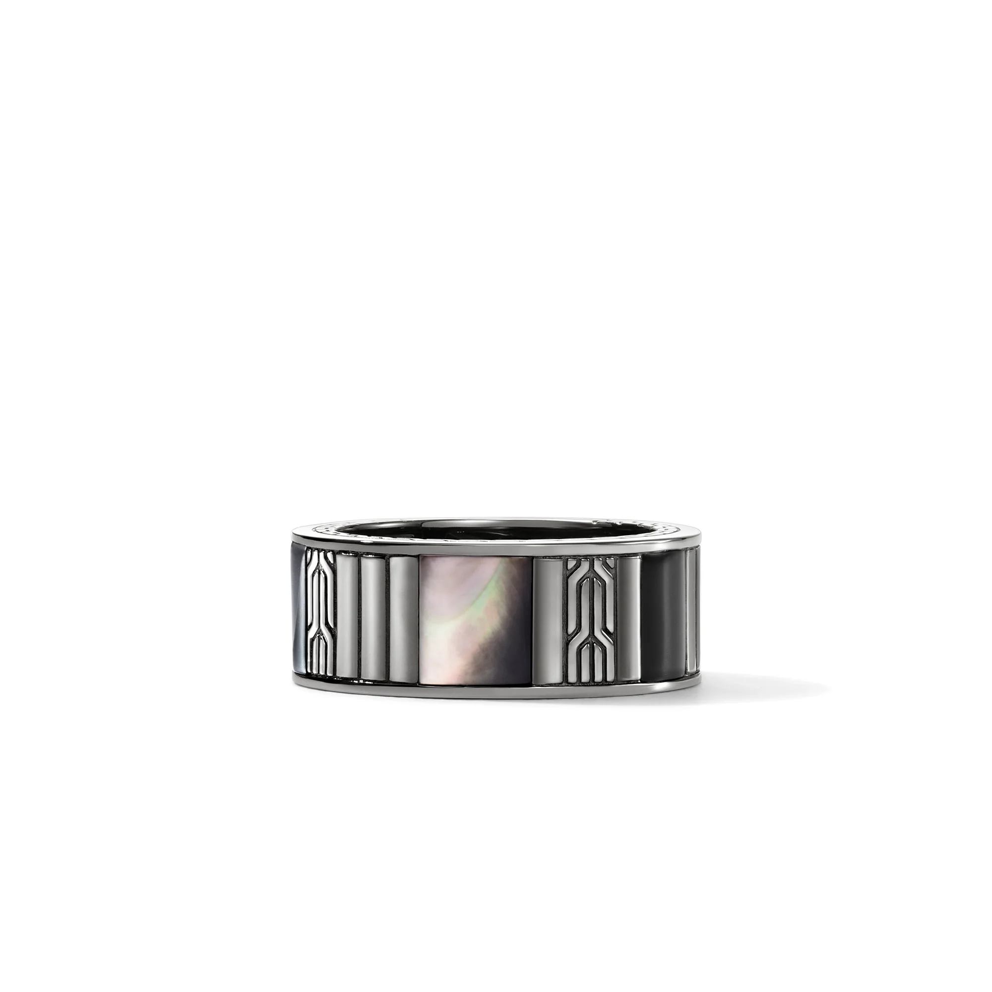 Icon 50 Ring, Dark Silver, Hardstones|RMS988021BRDBONHE