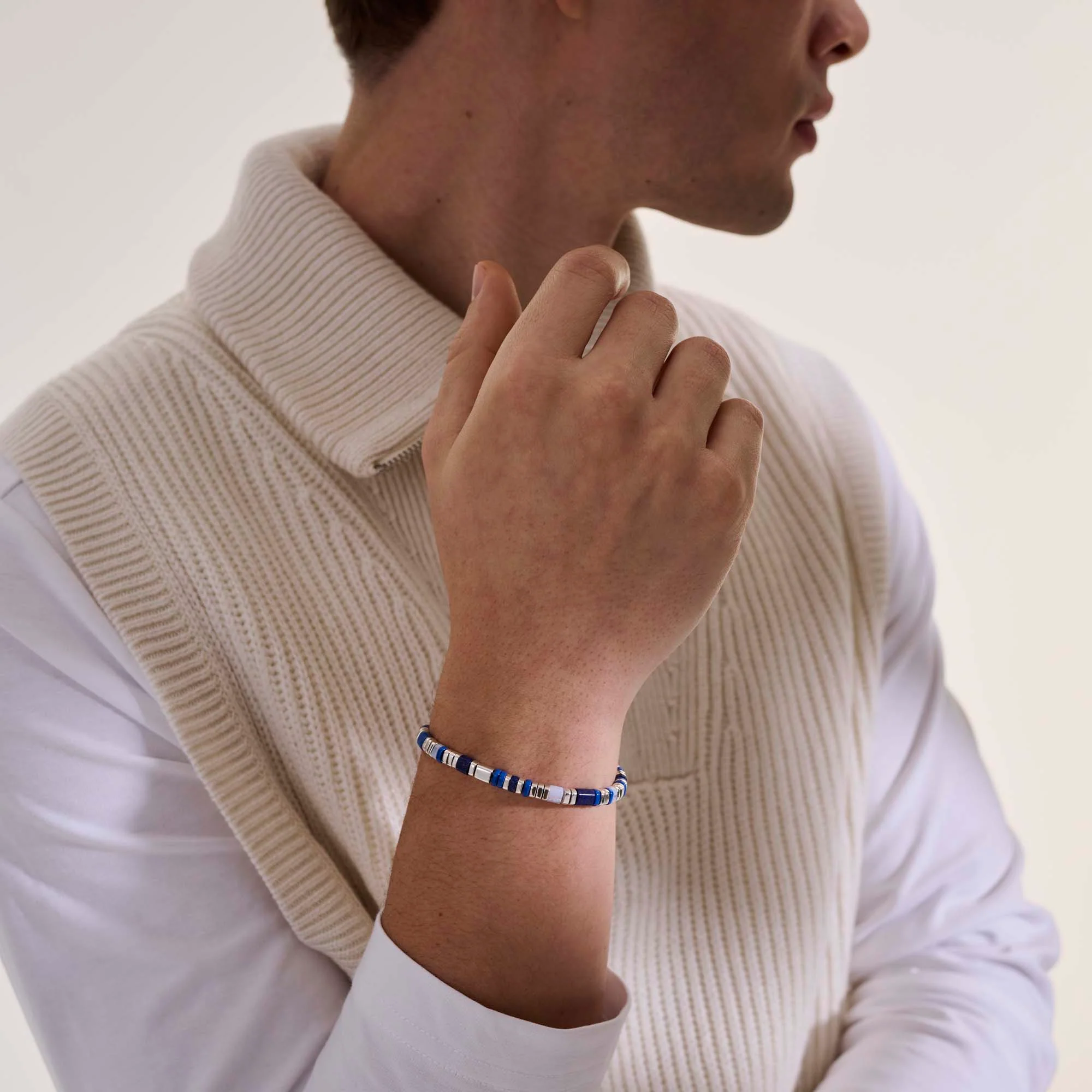 Colorblock Bracelet, Silver, Slim|BUS9012251BULPZBLA - Image 7
