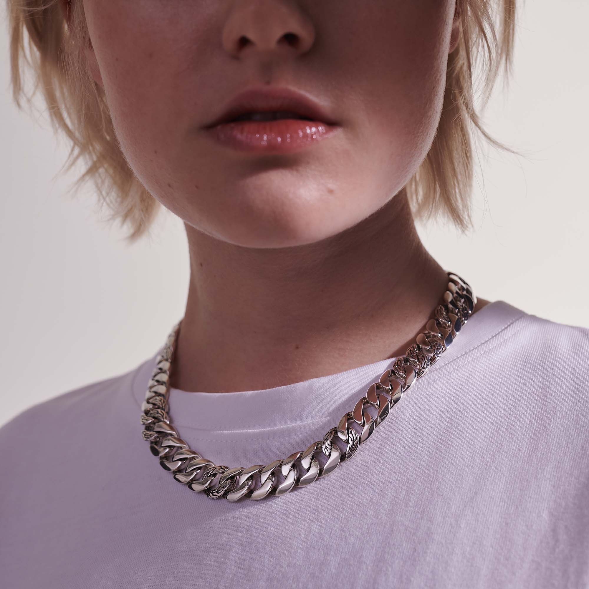 Curb Chain Necklace, Sterling Silver, 14MM|NB900803 - Image 8
