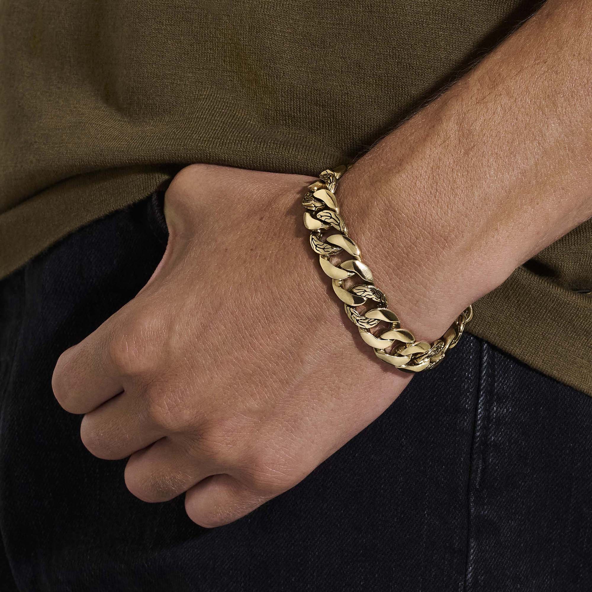 Curb Chain Bracelet, Gold, 14MM|BUGG98818 - Image 5