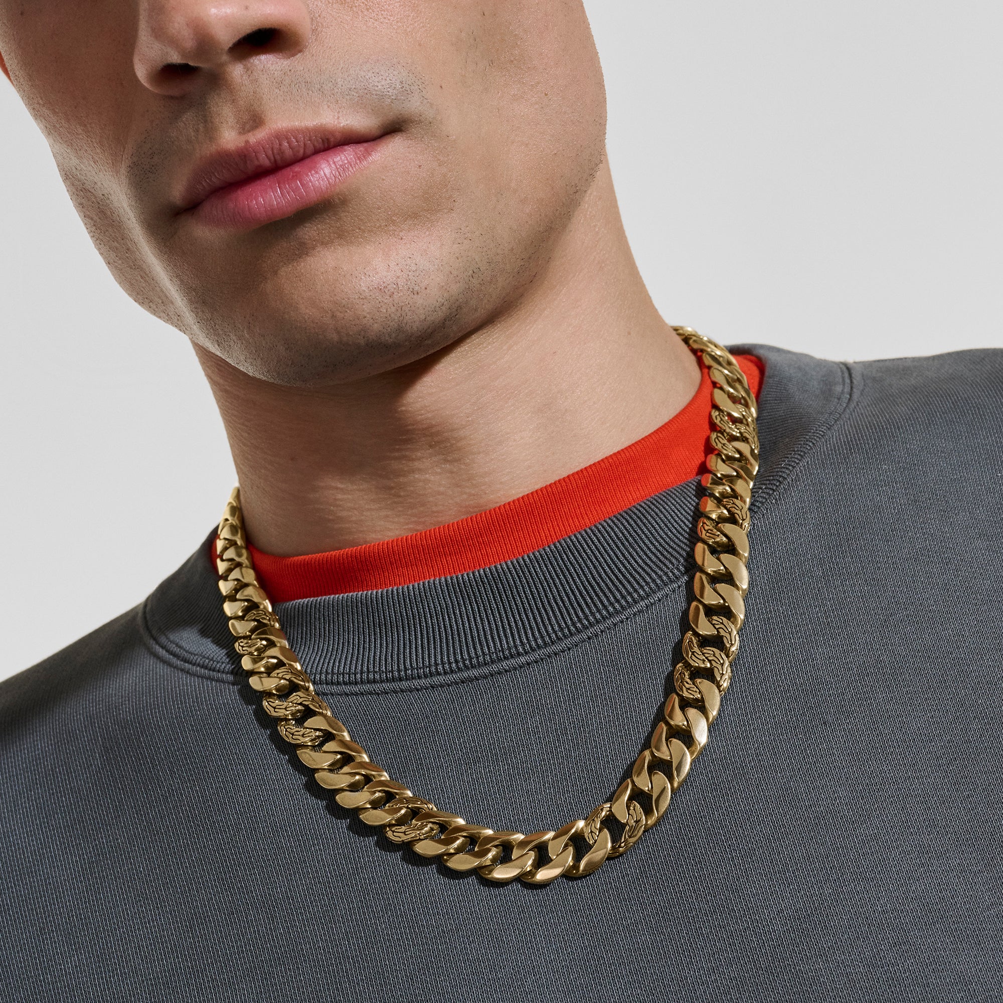 Curb Chain Necklace, Gold, 14MM|NMGG98815 - Image 3