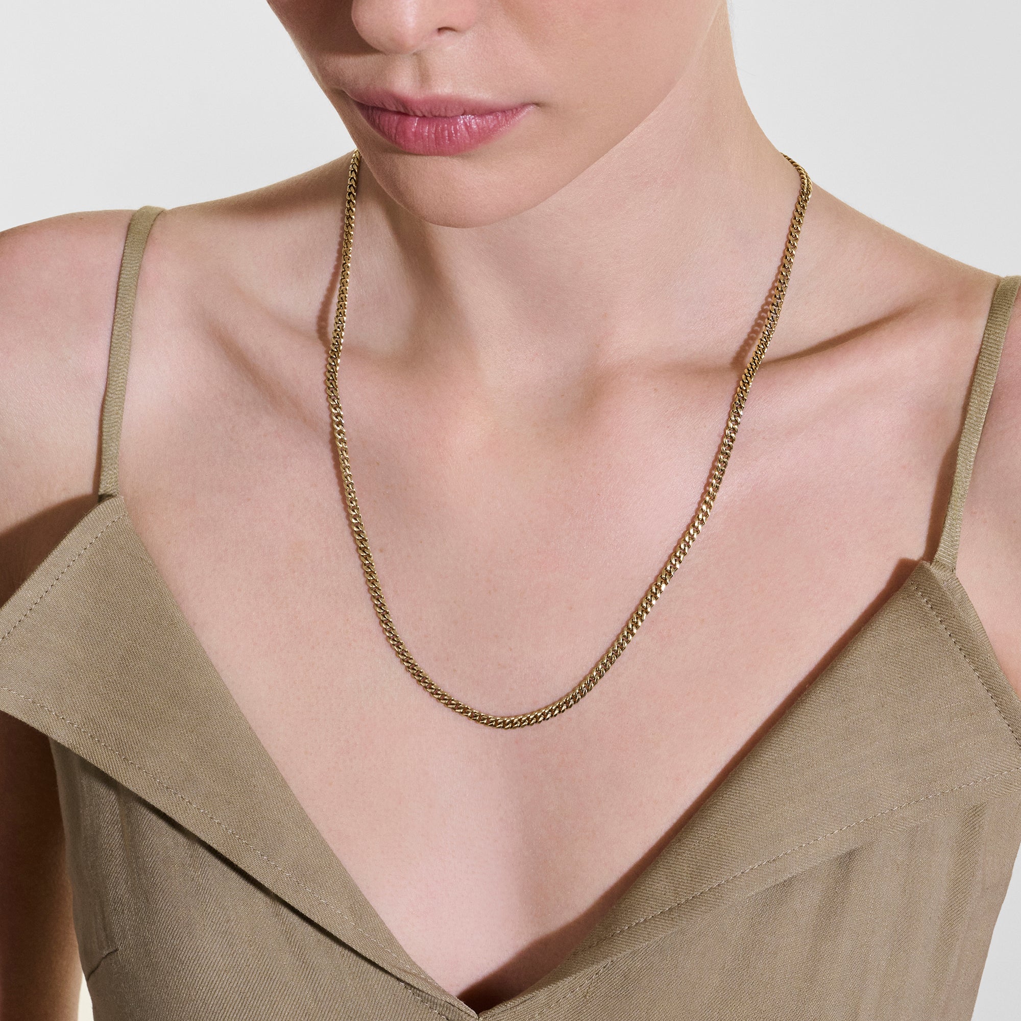 Curb Chain Necklace, Gold, 3.9MM|NMGG98812 - Image 4