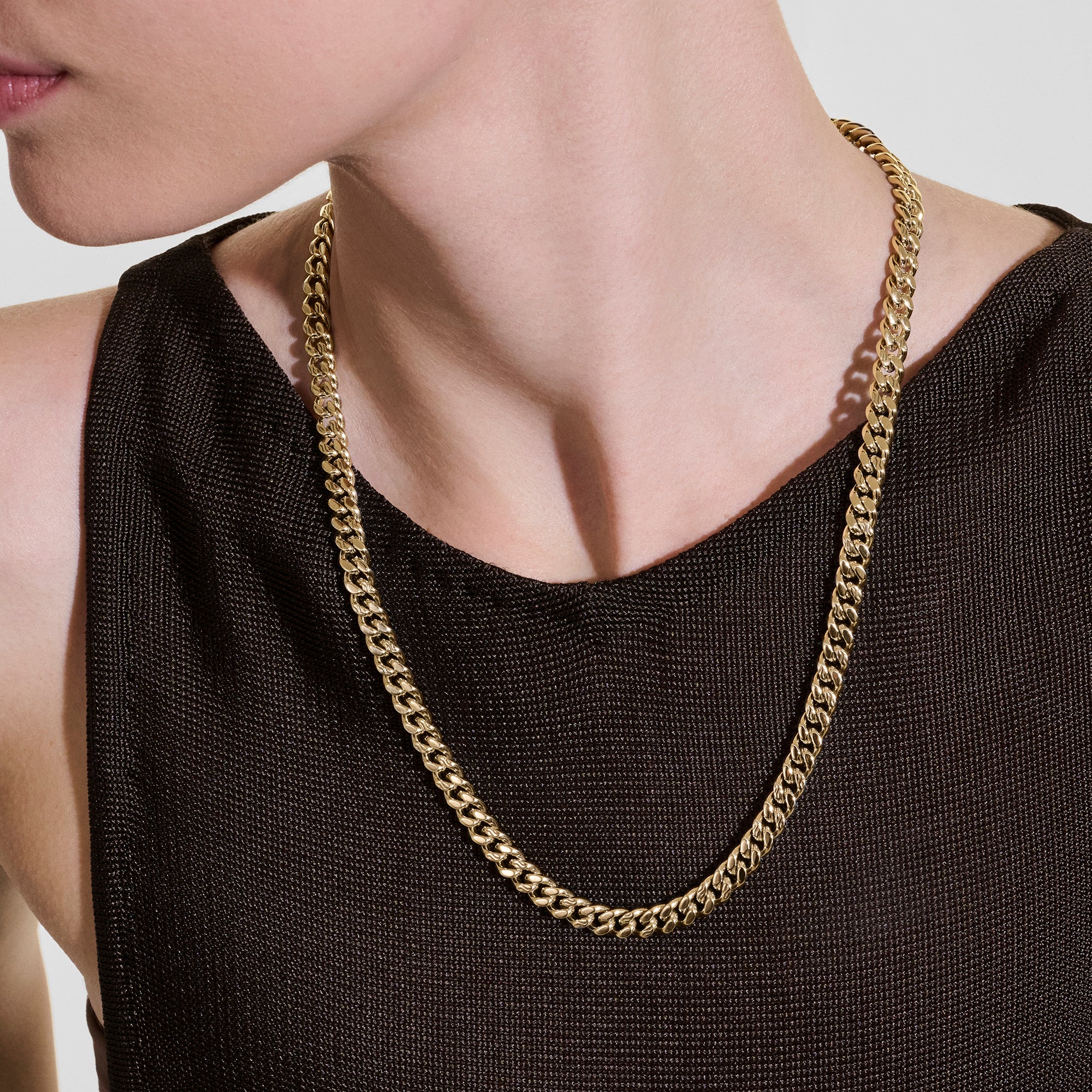 Curb Chain Necklace, Gold, 7MM|NMGG98813 - Image 4