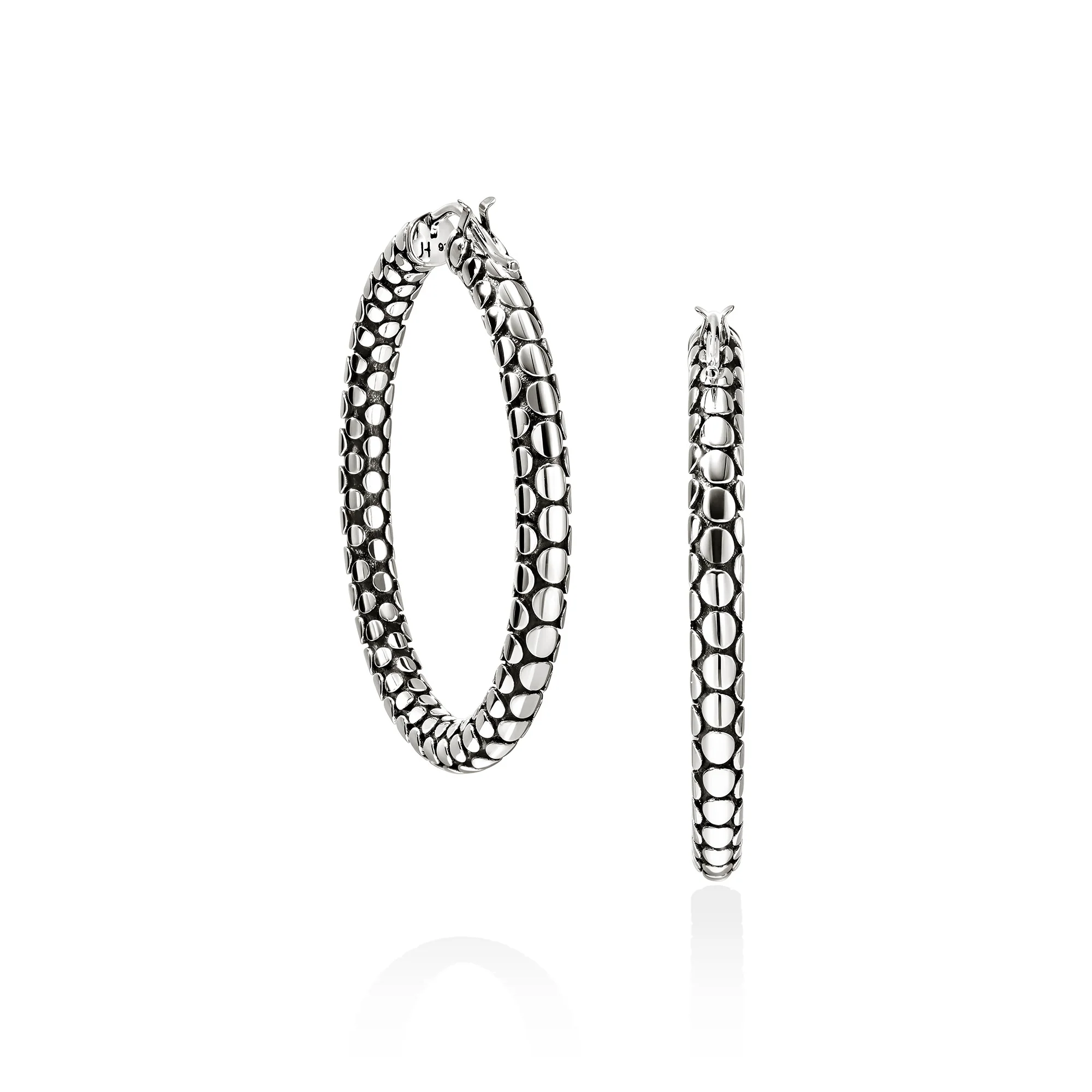 Dot Hoop Earrings, Sterling Silver, 37MM|EB30177 - Image 3