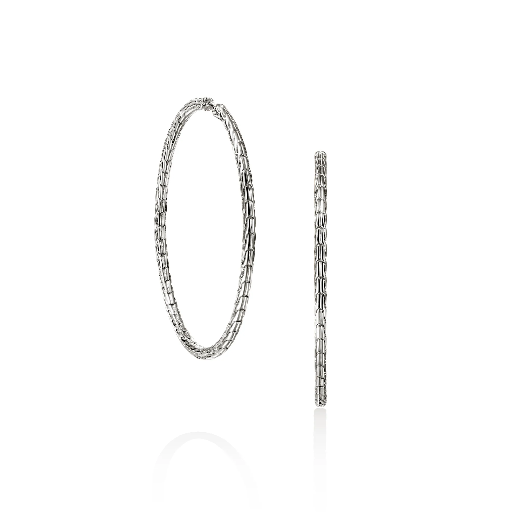 JH Essential Flex Hoop Earrings, Sterling Silver, 50MM|EB98925 - Image 3