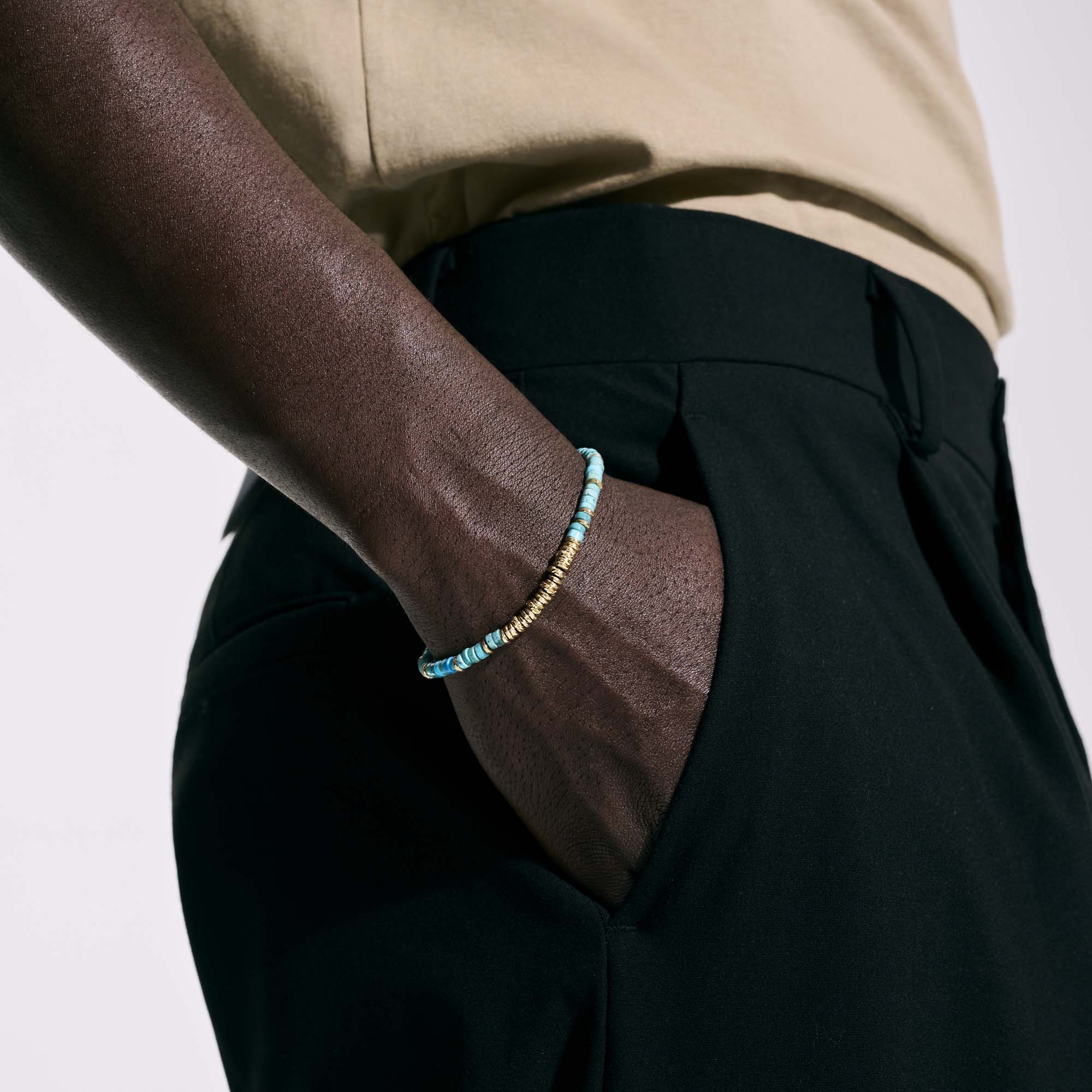 Heishi Bracelet, Gold, Hardstones|BUGGS900984TQ - Image 6