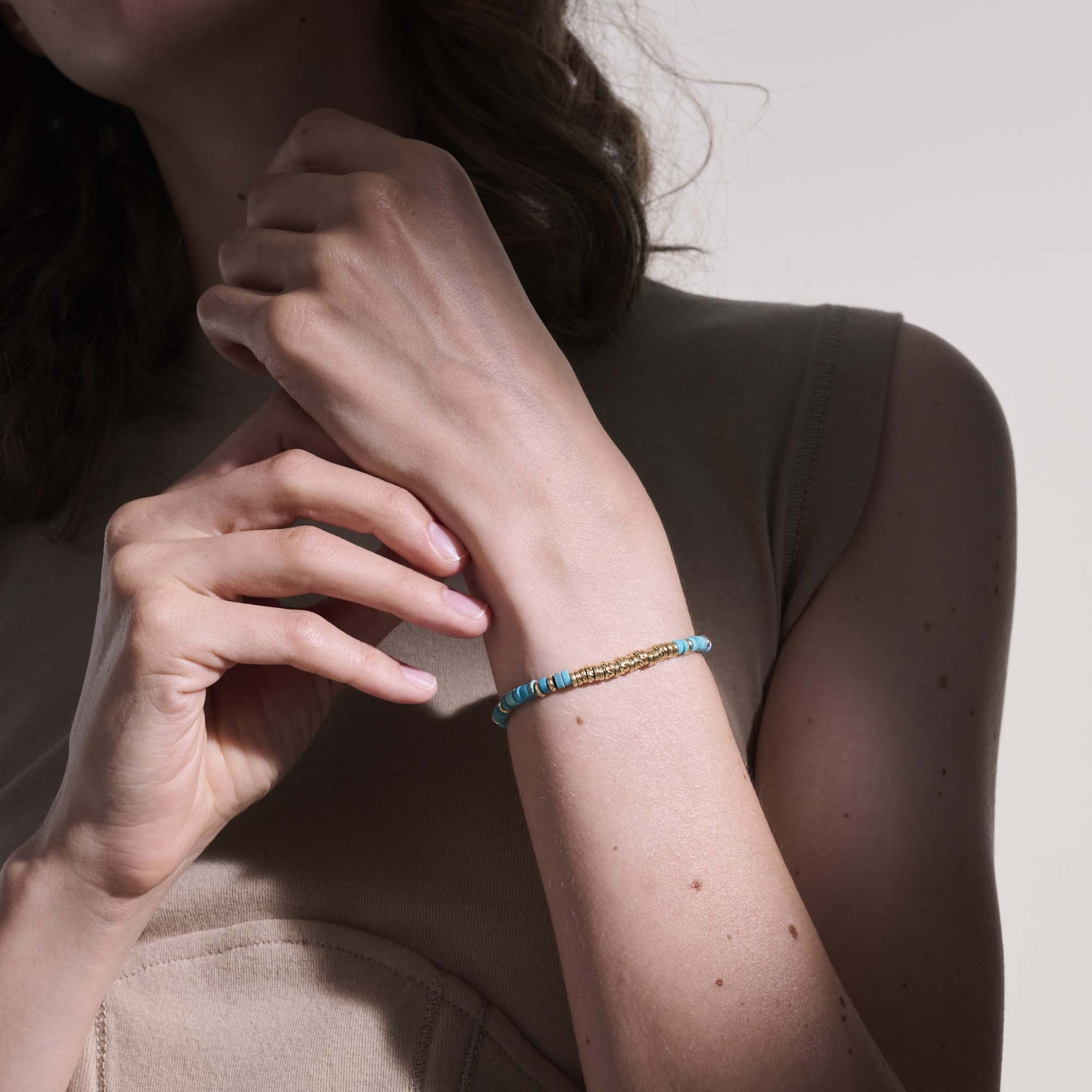 Heishi Bracelet, Gold, Hardstones|BUGGS900984TQ - Image 7