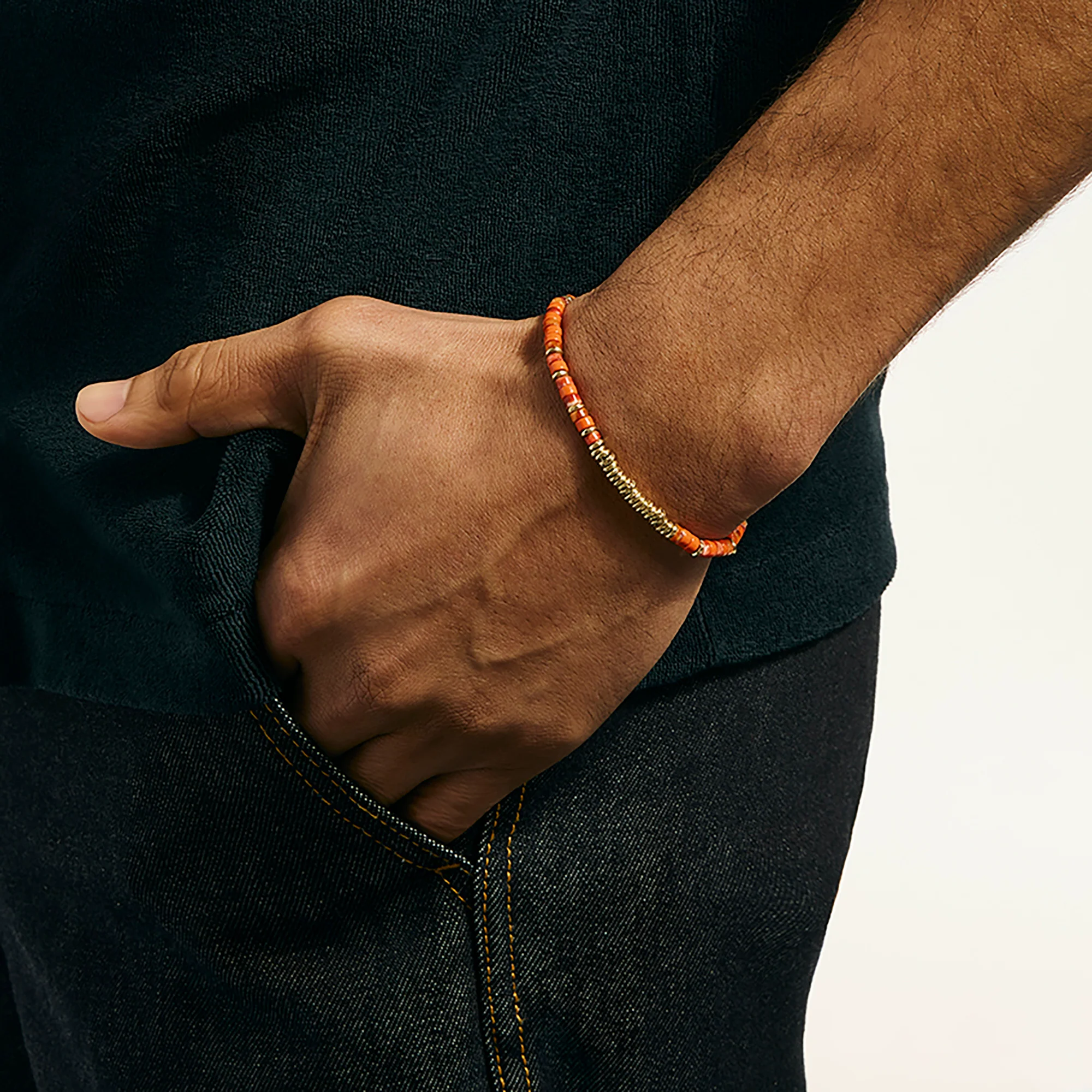 Heishi Bracelet, Gold, Sterling Silver|BUZZS290121OROYS - Image 5