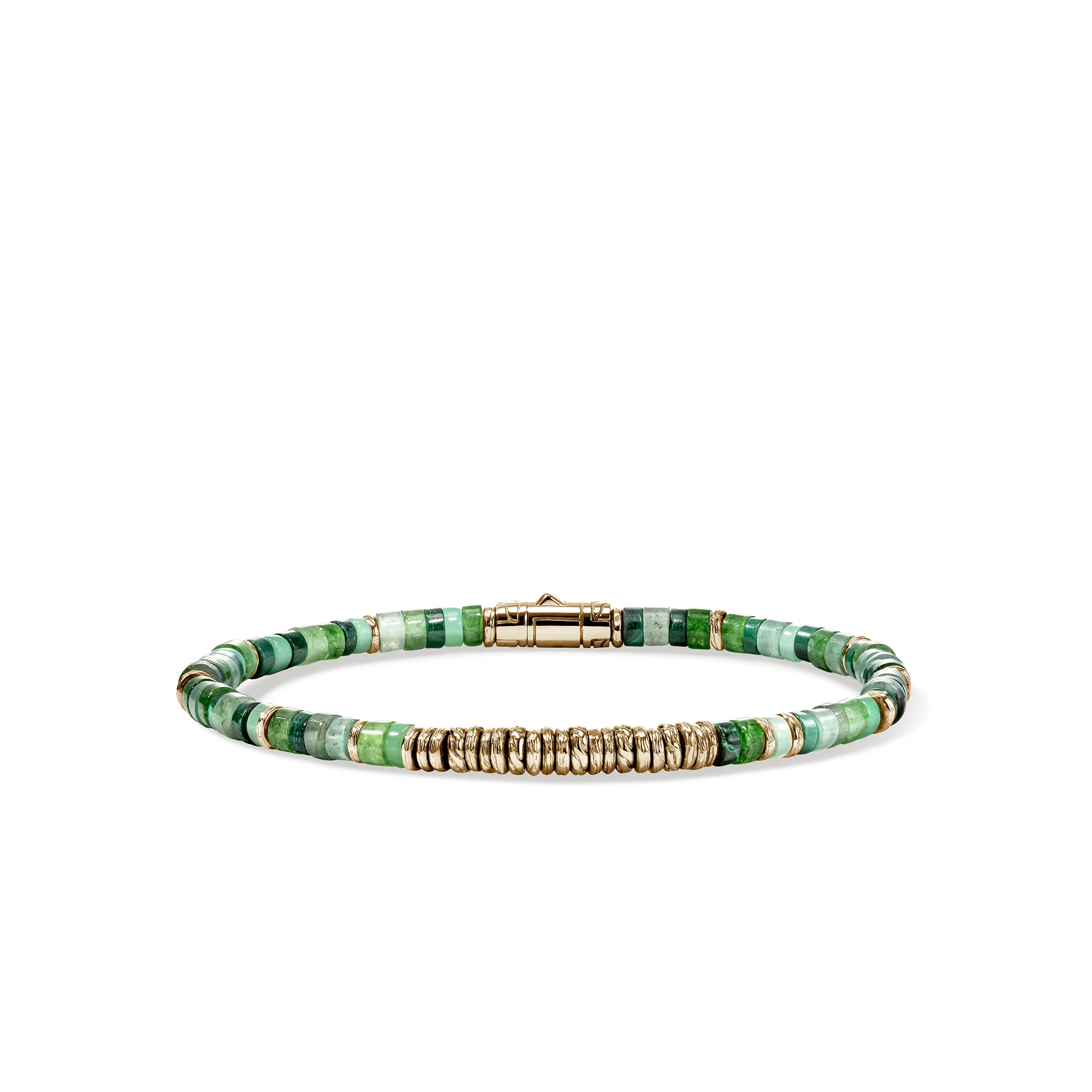 Heishi Bracelet, Hardstones, Emeralds, Gold|BUGGS900984MHQZATR