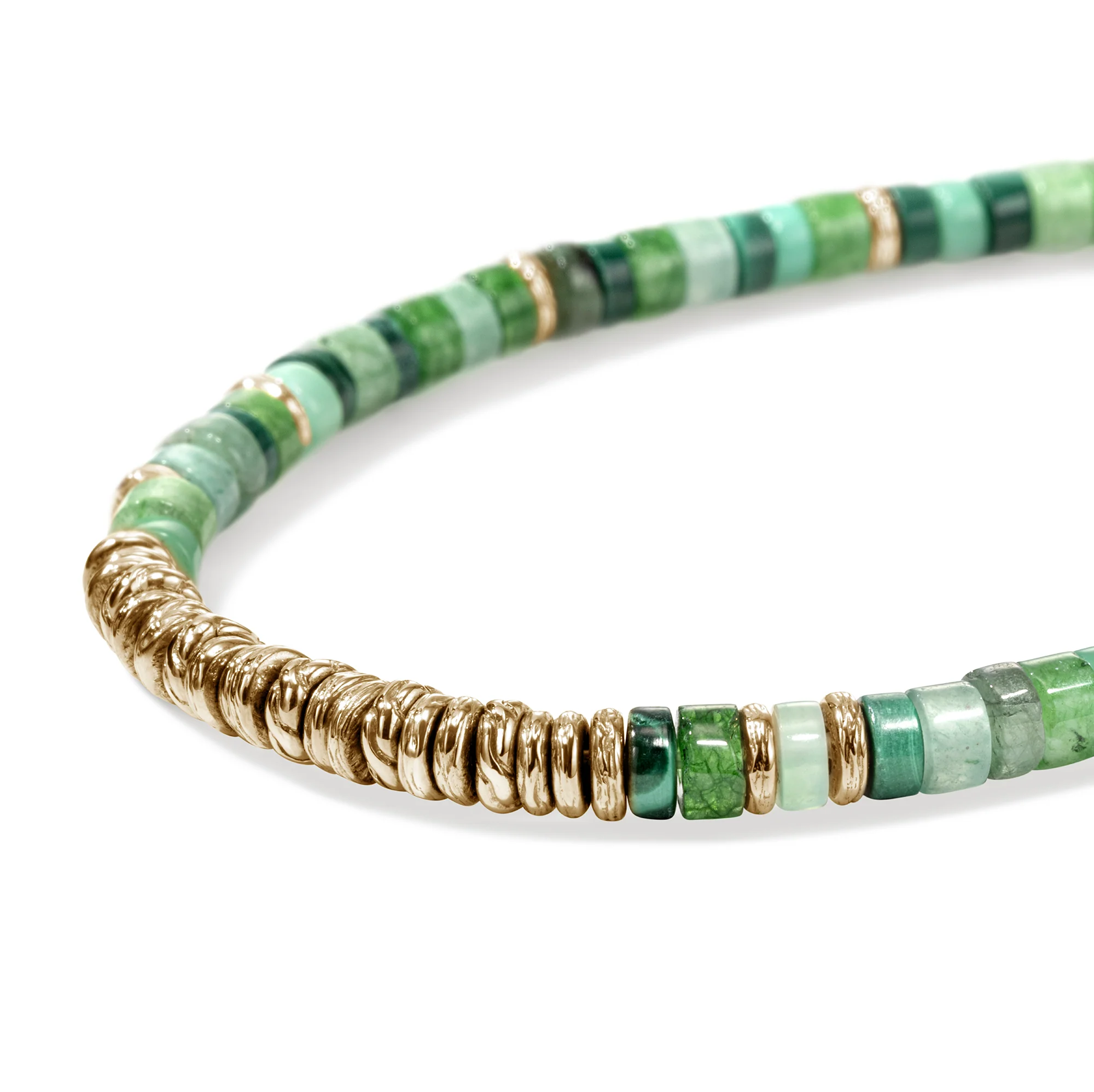 Heishi Bracelet, Hardstones, Emeralds, Gold|BUGGS900984MHQZATR - Image 2