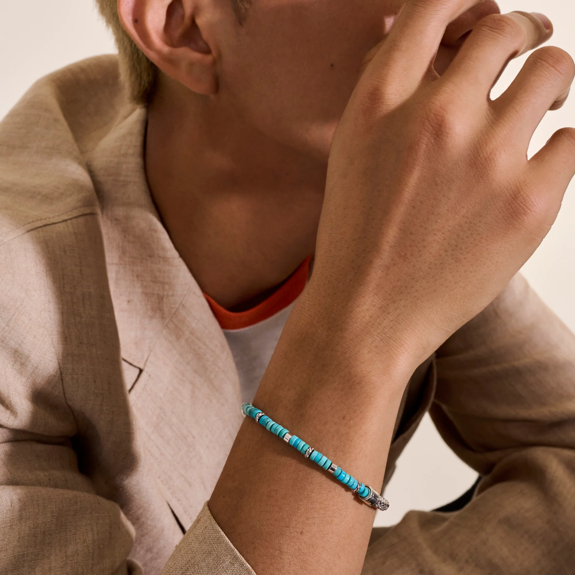 Heishi Chain Bracelet, Sterling Silver, Hardstones|BUS9012521TQ - Image 6