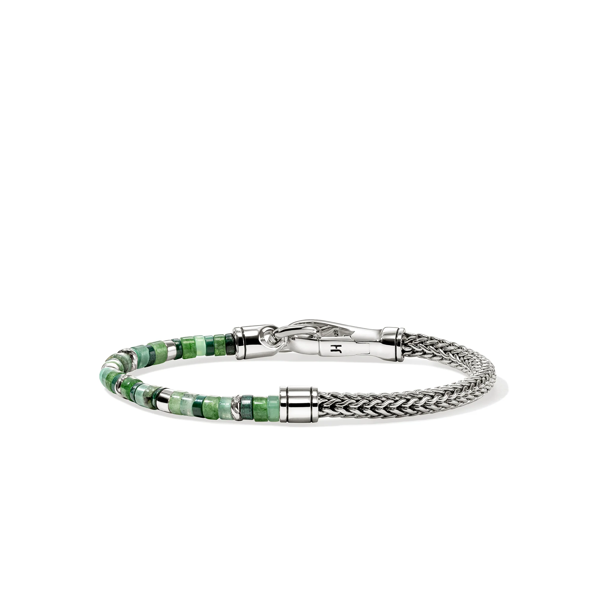 Heishi Chain Bracelet, Sterling Silver, Hardstones, Emeralds|BUS9012521MHQZATR - Image 4