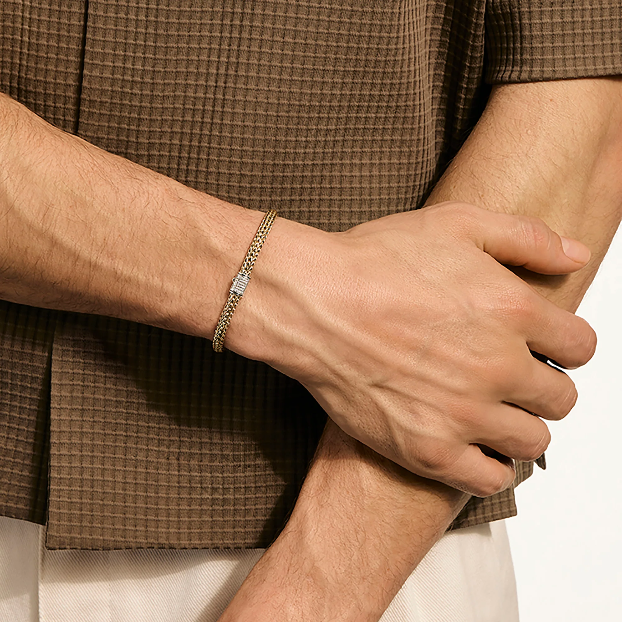Icon Bracelet, Reversible, Gold, Sterling Silver, Diamonds, 5MM|BUZZP9900962RVDI - Image 7