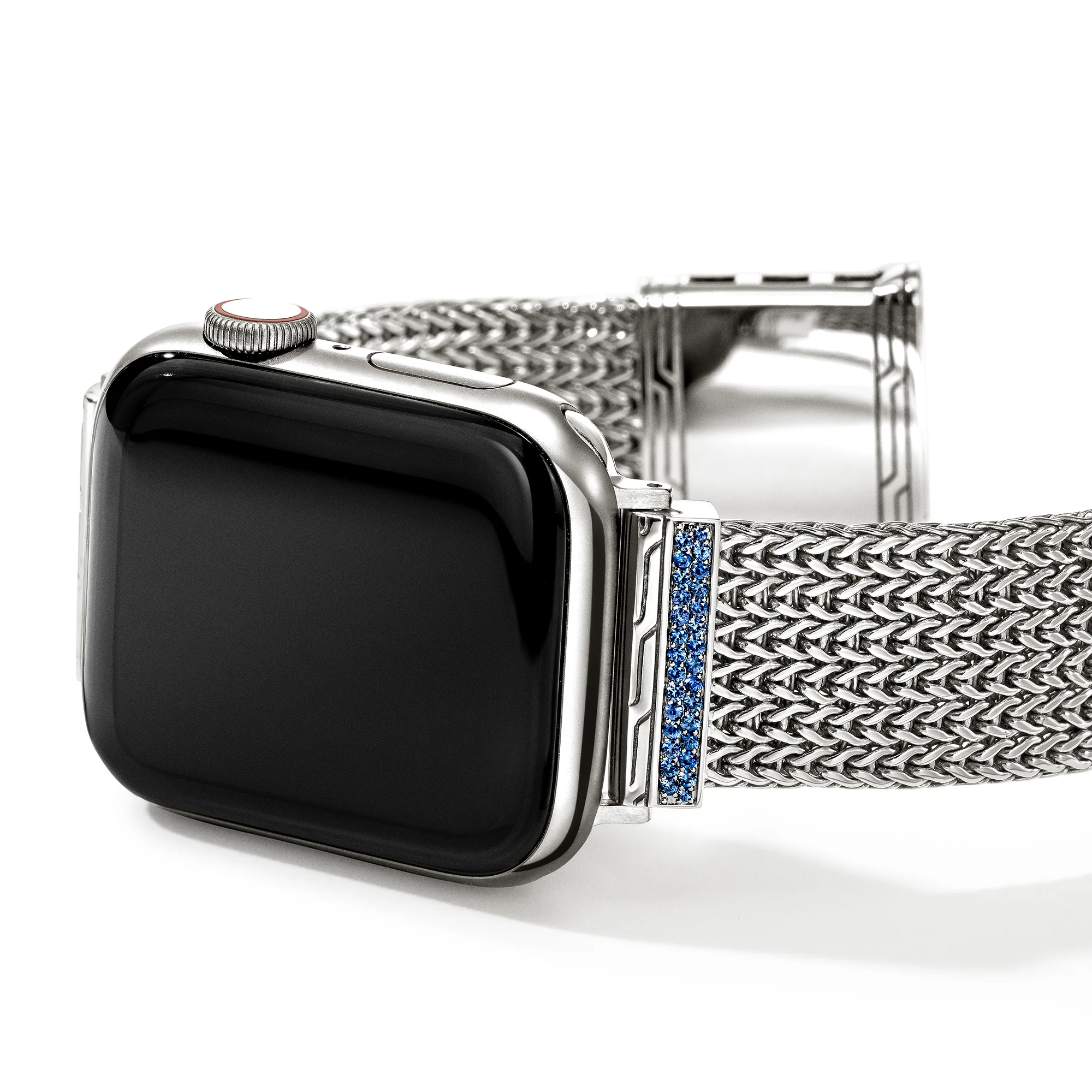 Smart Watch Strap, Sterling Silver, Blue Sapphires, 18MM|WBS986524BSP - Image 2