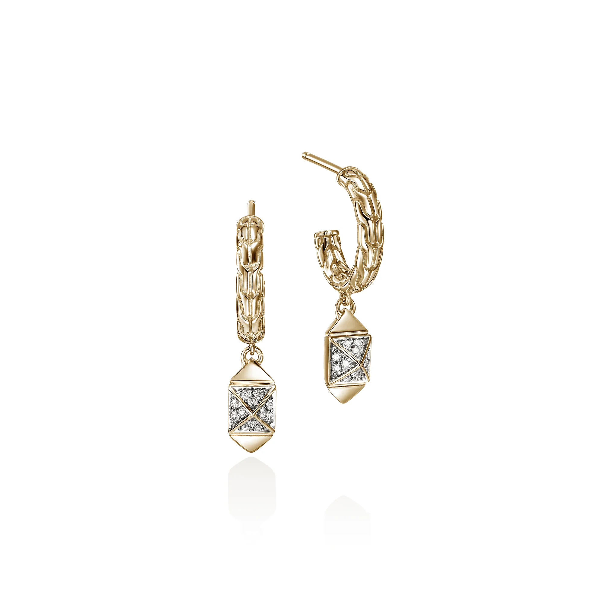 Icon Stud Earrings, Gold, Diamonds, 5MM|EGGX972092DI