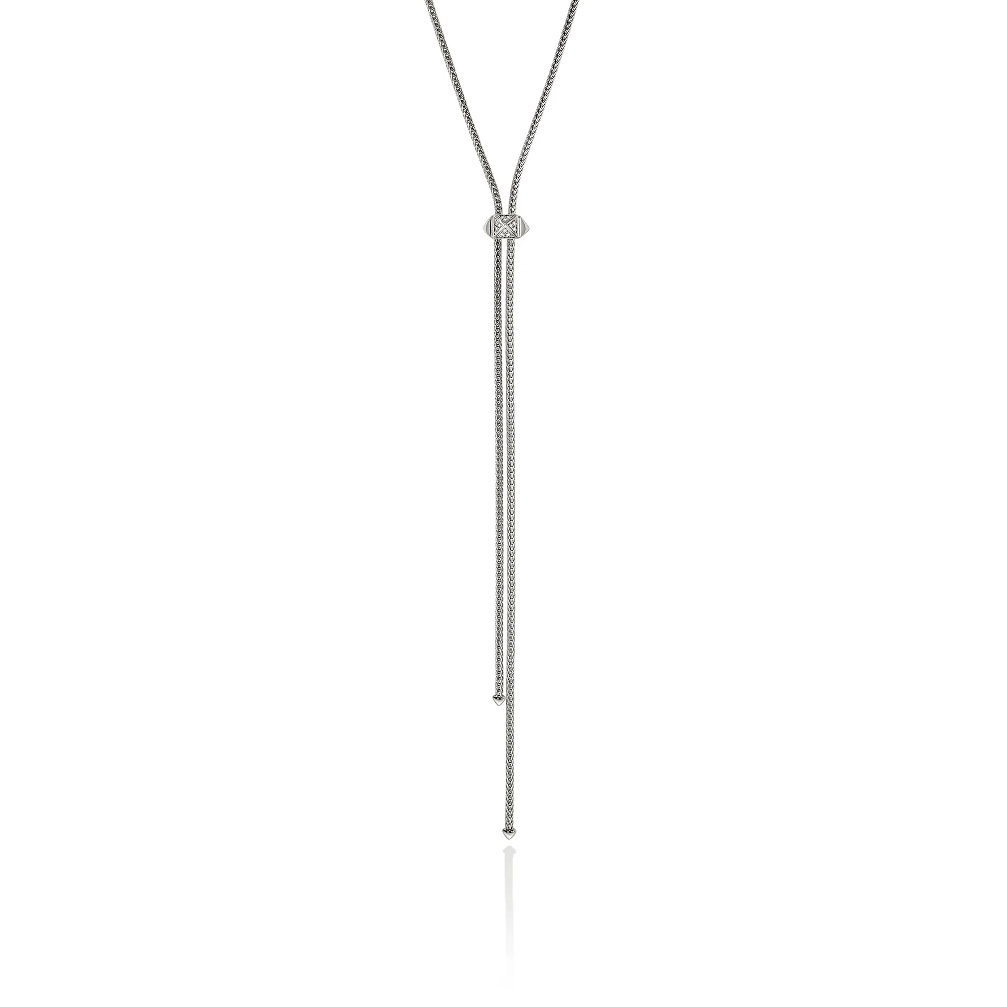 Icon Stud Lariat Necklace, Sterling Silver, Diamonds, 1.8MM|NBP972042DI
