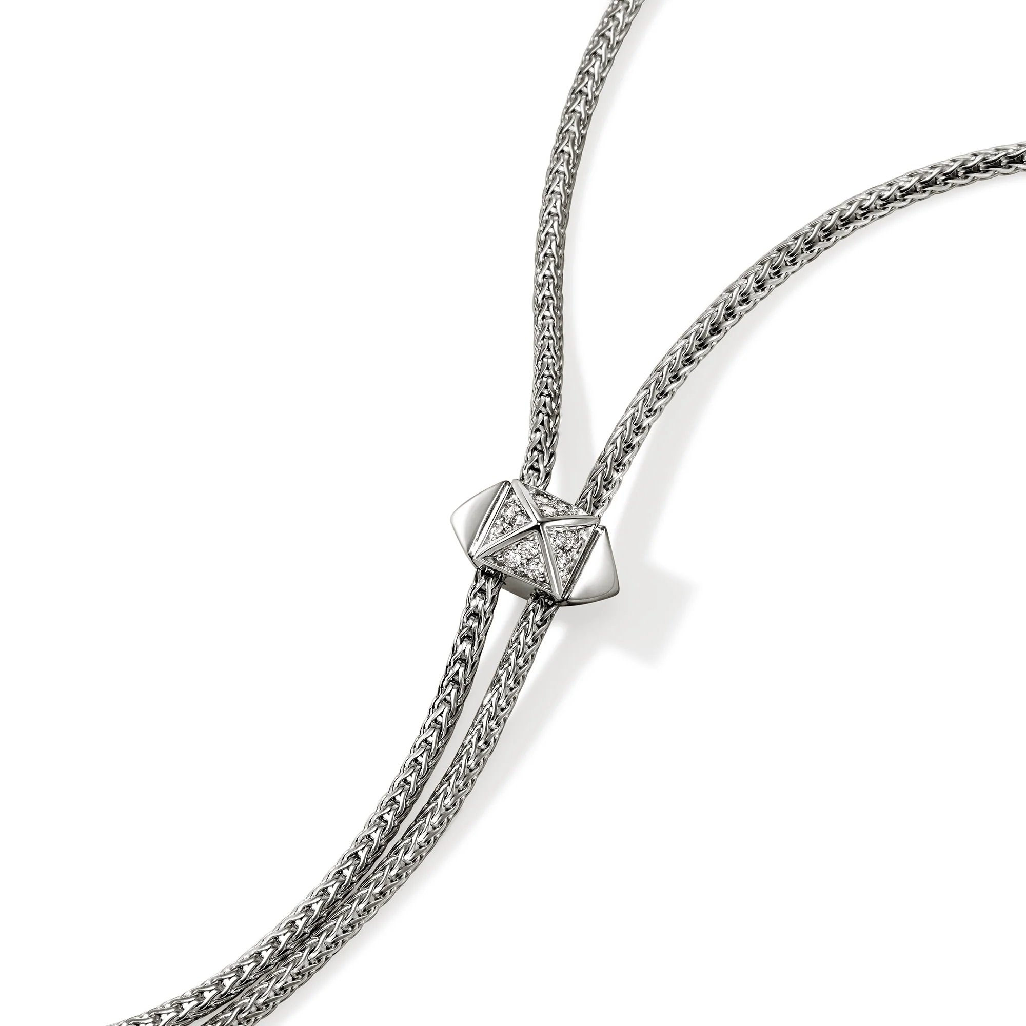 Icon Stud Lariat Necklace, Sterling Silver, Diamonds, 1.8MM|NBP972042DI - Image 2
