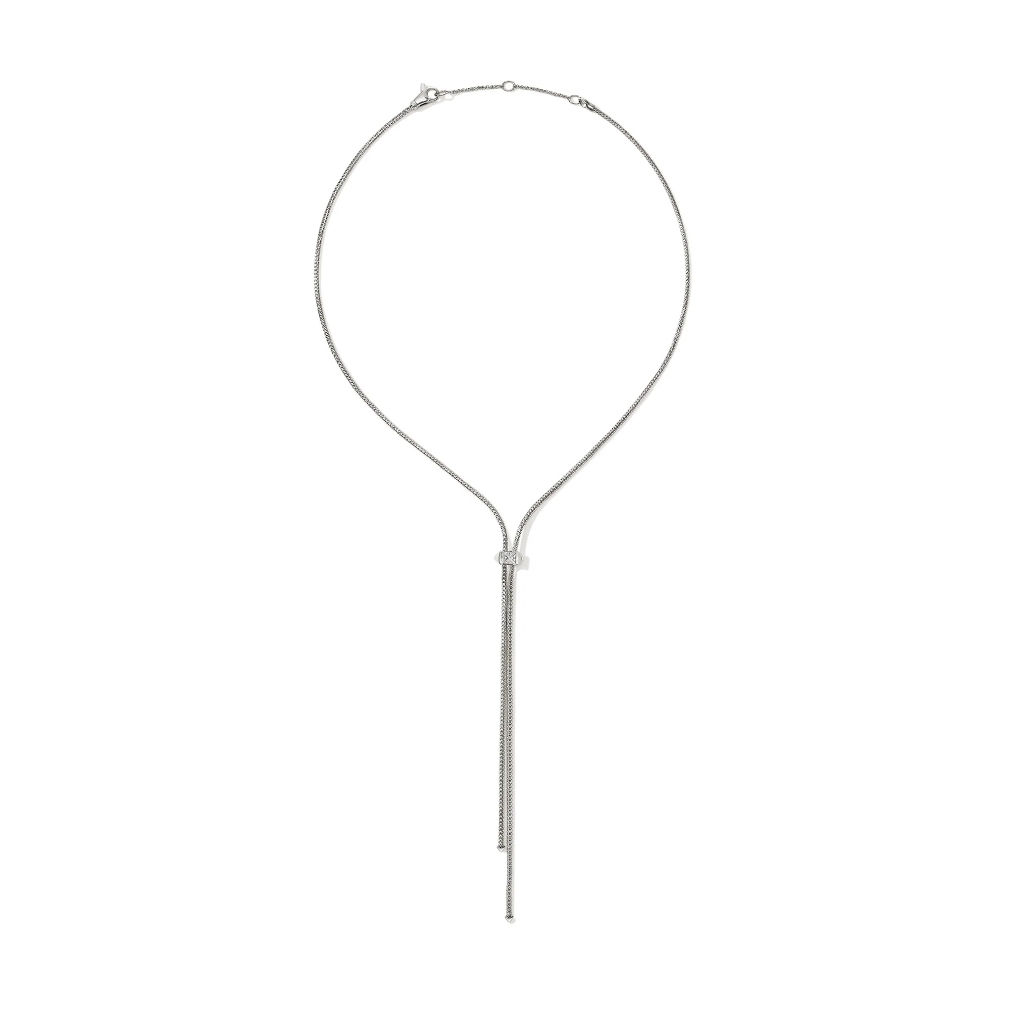 Icon Stud Lariat Necklace, Sterling Silver, Diamonds, 1.8MM|NBP972042DI - Image 3