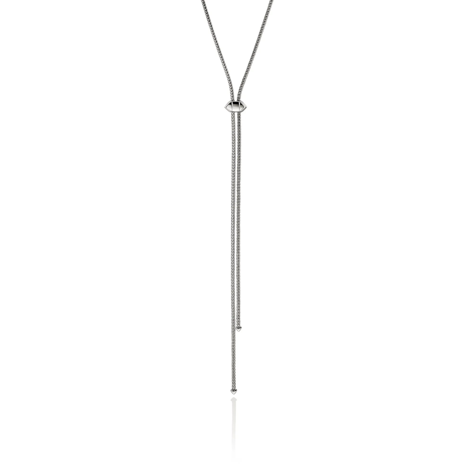 Icon Stud Lariat Necklace, Sterling Silver, Diamonds, 1.8MM|NBP972042DI - Image 4
