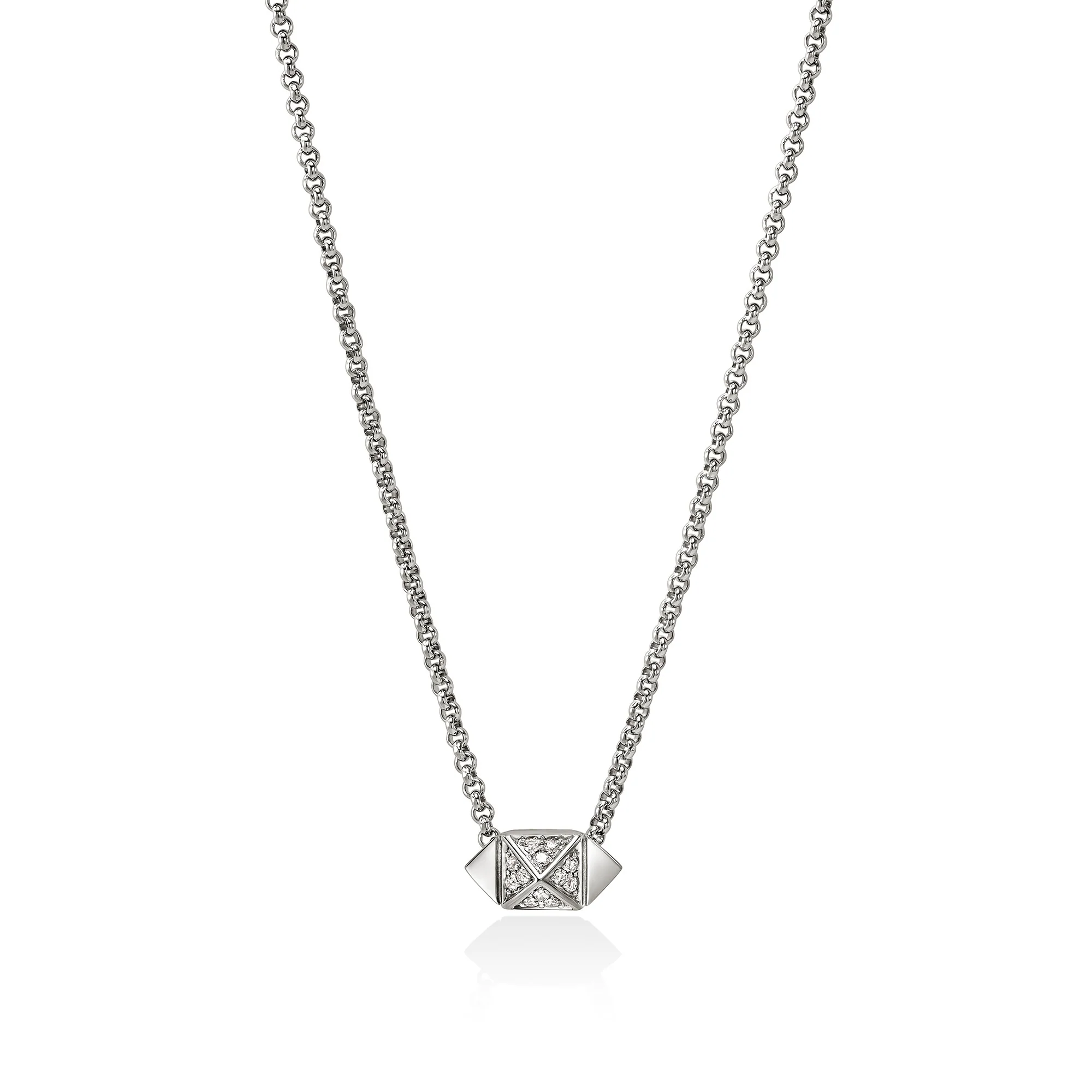 Icon Stud Necklace, Sterling Silver, Diamonds, 1.5MM|NBP972052DI