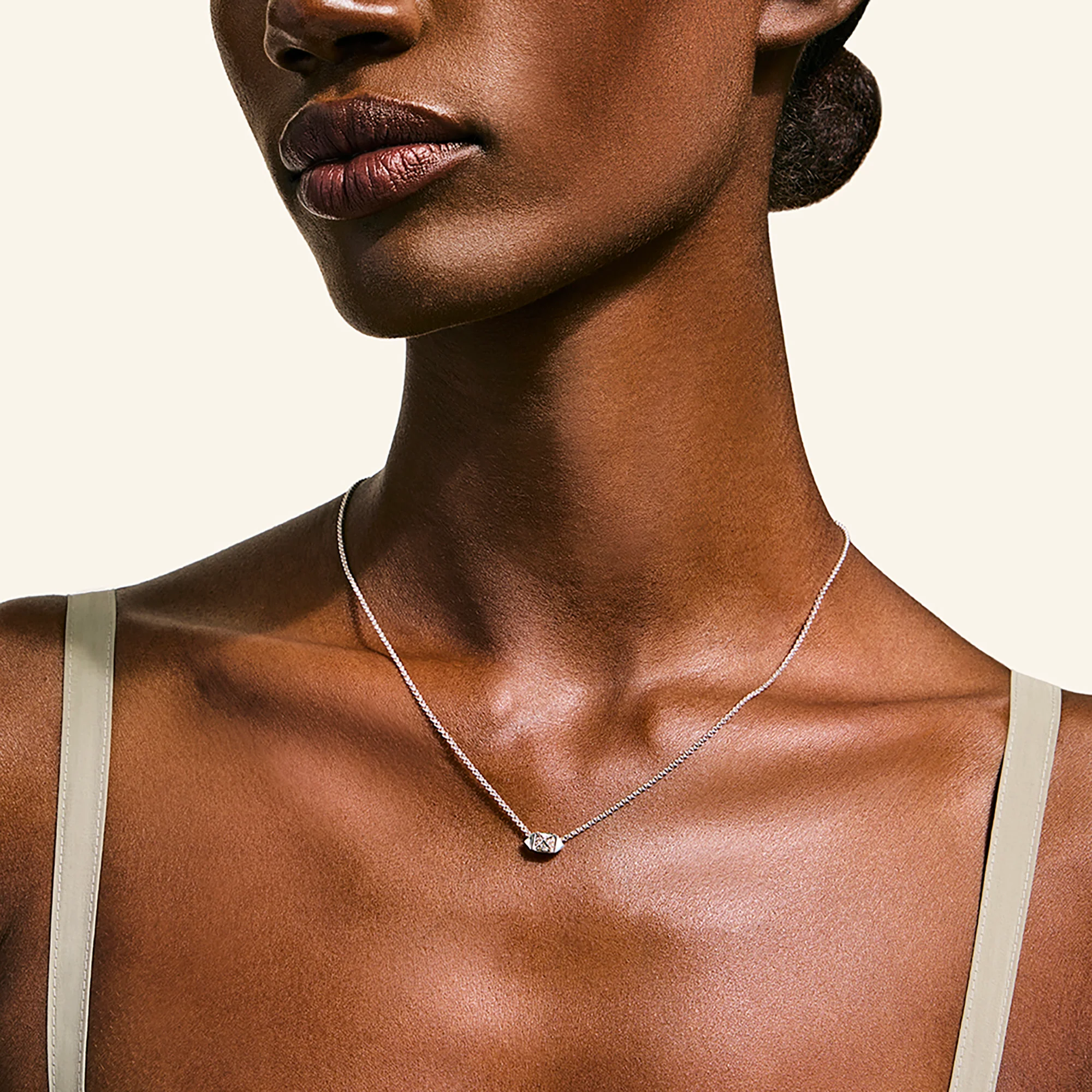 Icon Stud Necklace, Sterling Silver, Diamonds, 1.5MM|NBP972052DI - Image 4