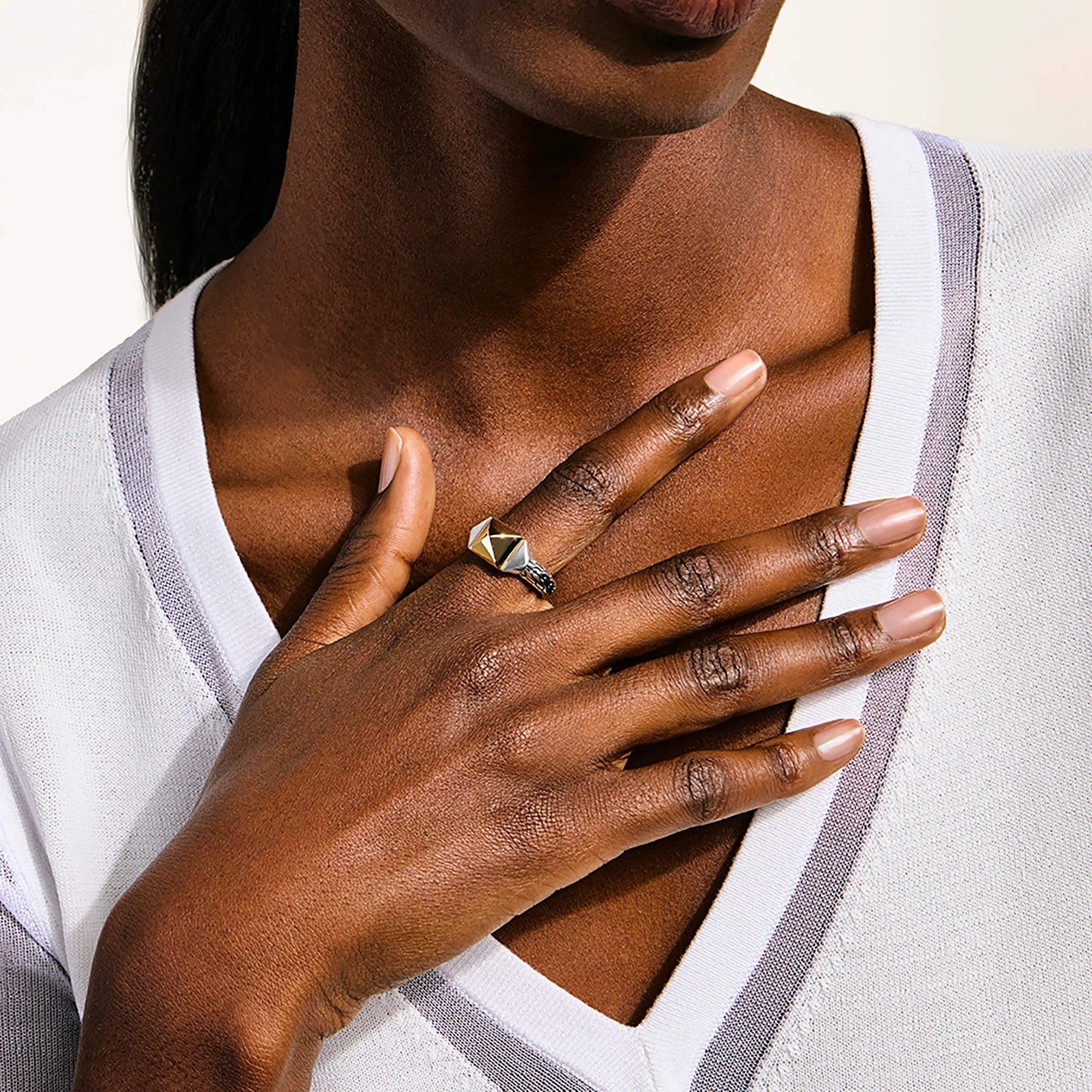 Icon Stud Ring, Gold, Sterling Silver, 9MM|RZZ97202 - Image 6