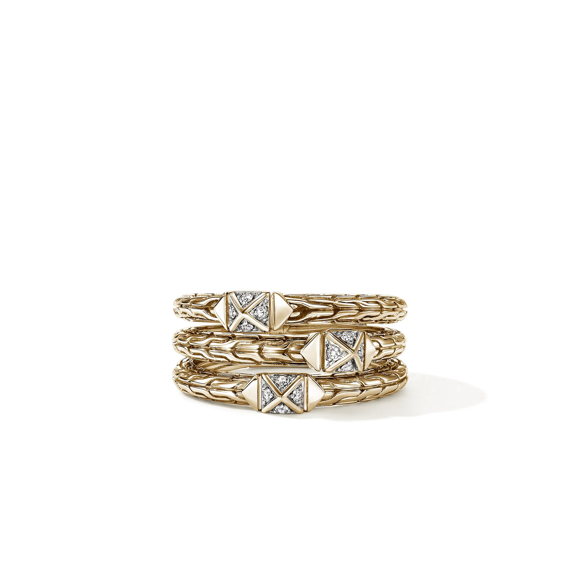 Icon Stud Triple Row Ring, Gold, Diamonds|RGGX972012DI