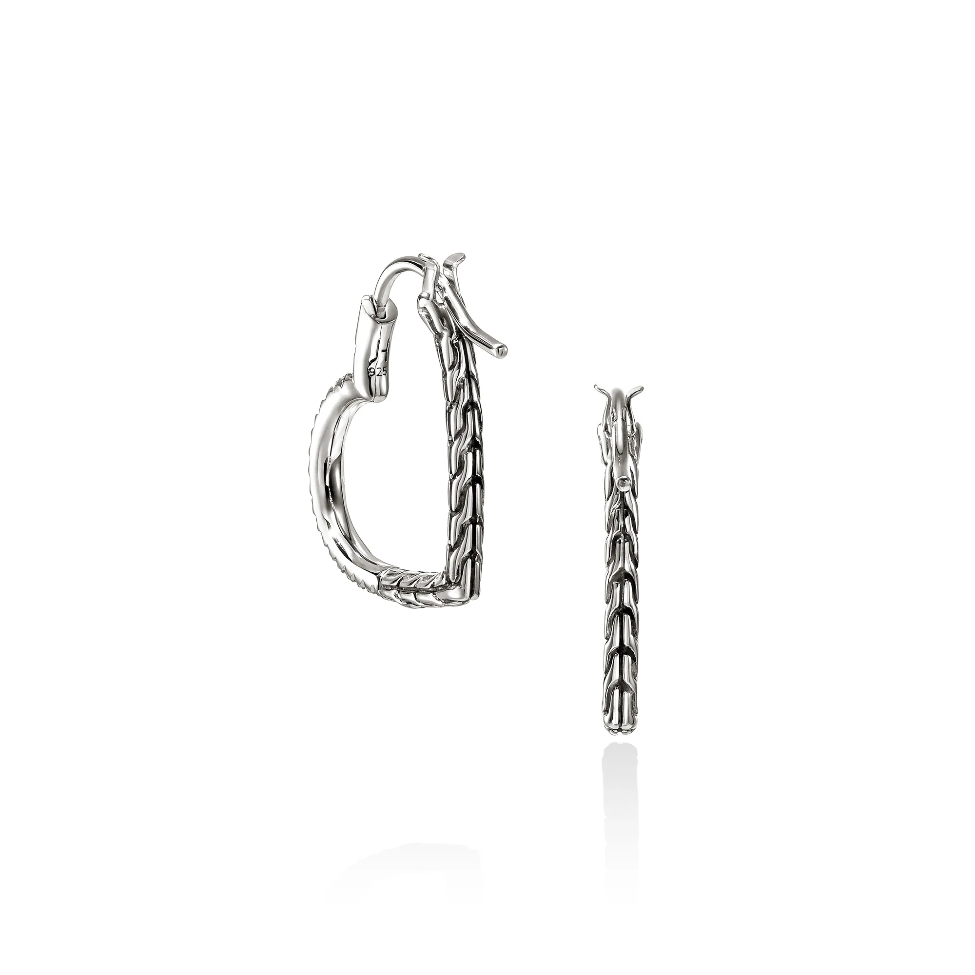 JH Essential Heart Hoop Earrings, Sterling Silver, Diamonds, 21MM|EBP989682DI - Image 3