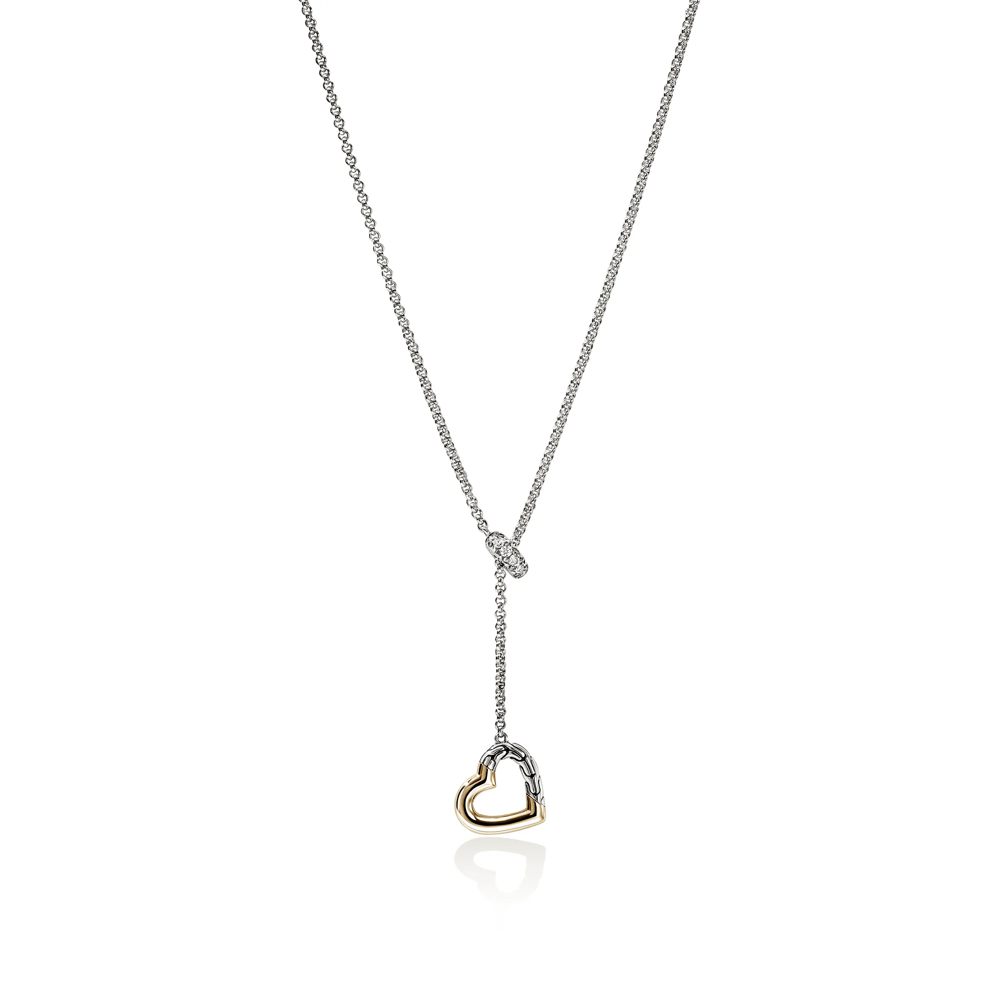 JH Essential Heart Lariat Necklace, Sterling Silver, Gold, Diamonds, 1.5MM|NZZP989902DI