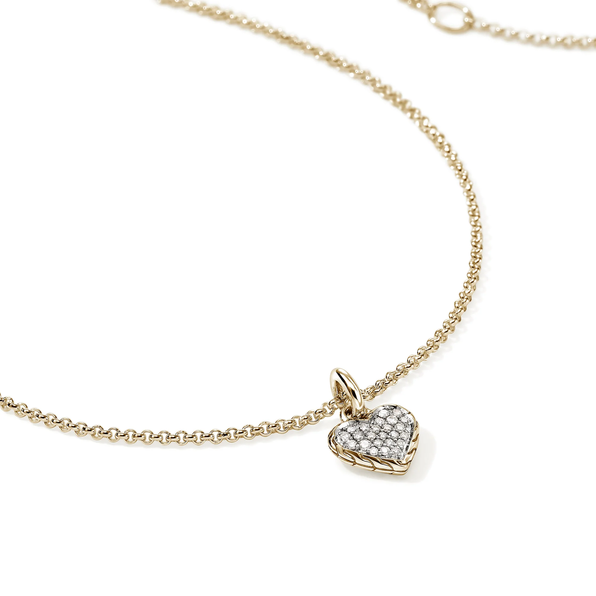 JH Essential Heart Pendant Necklace, Gold, Diamonds, 1.5MM|NGGX989732DI - Image 2