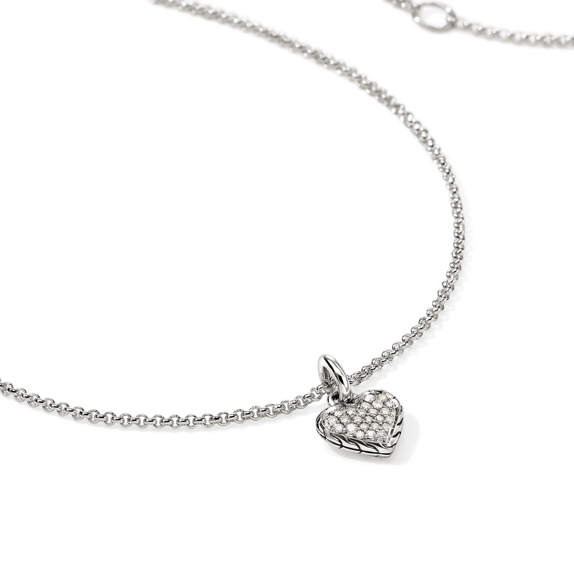 JH Essential Heart Pendant Necklace, Sterling Silver, Diamonds, 1.5MM|NBP989732DI - Image 2