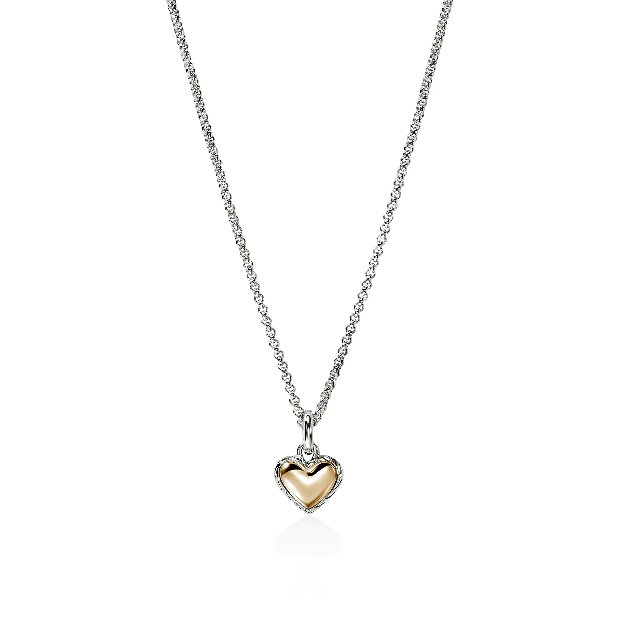 JH Essential Heart Pendant Necklace, Sterling Silver, Gold, 1.5MM|NZZ98974