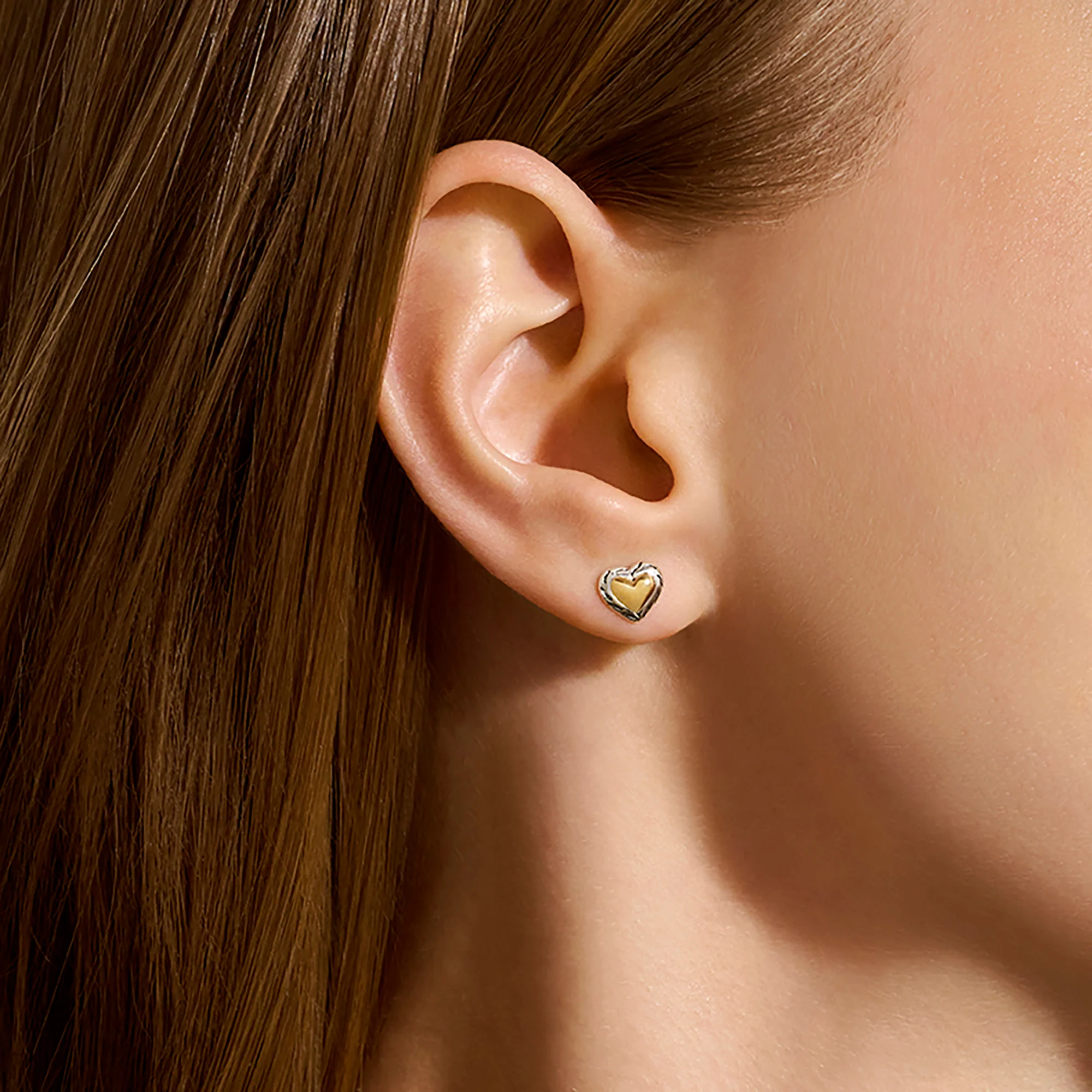 JH Essential Heart Stud Earrings, Gold, Sterling Silver|EZZ98967 - Image 4