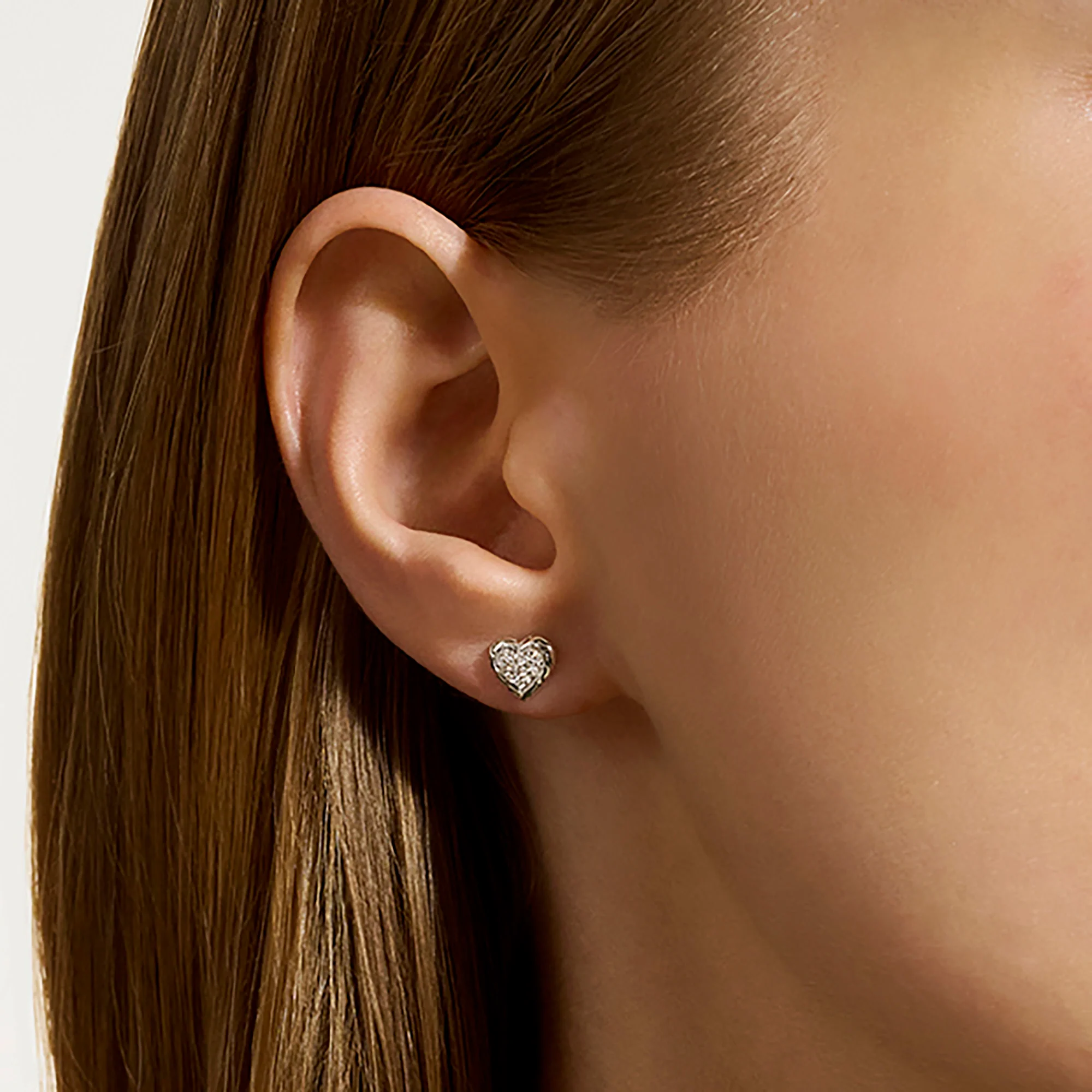 JH Essential Heart Stud Earrings, Sterling Silver, Diamonds|EBP989662DI - Image 4