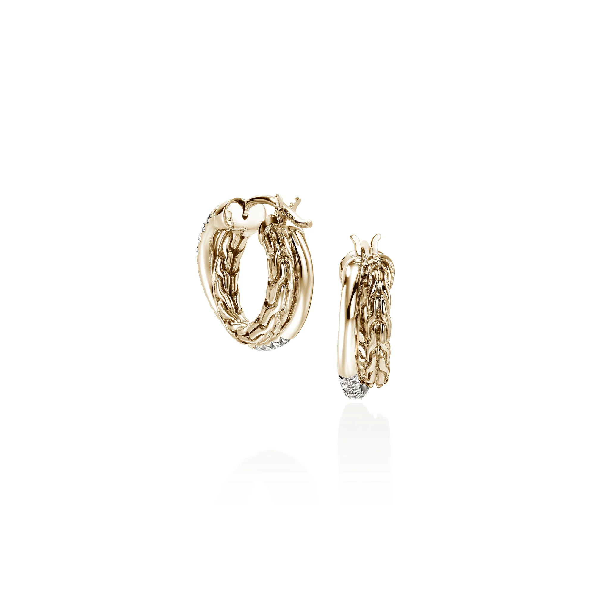 JH Essential Pavé Crossover Hoop Earring, Gold, Diamonds, 15MM|EGGX987132DI - Image 4
