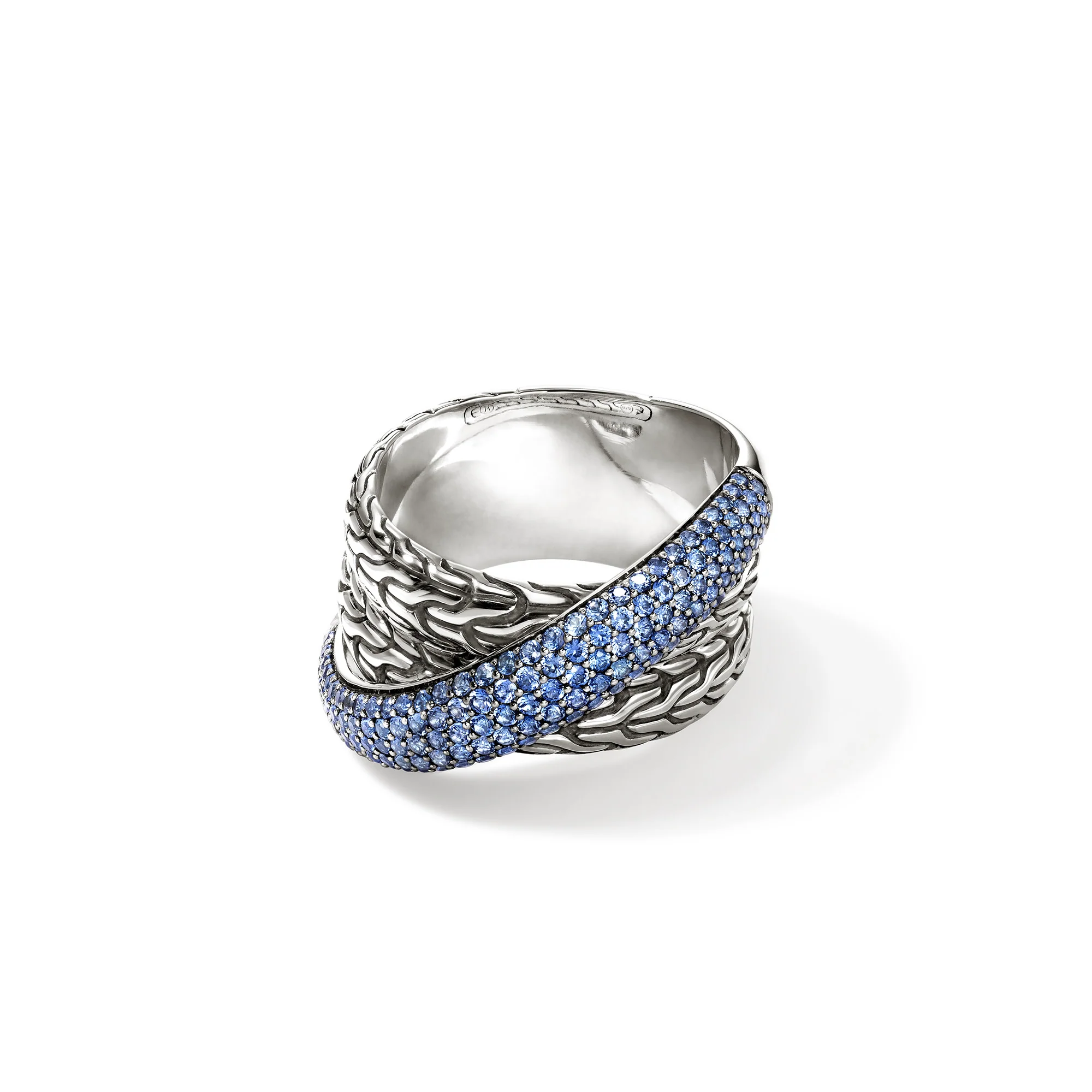 JH Essential Pavé Crossover Ring, Sterling Silver, Gemstones|RBS987164BSP