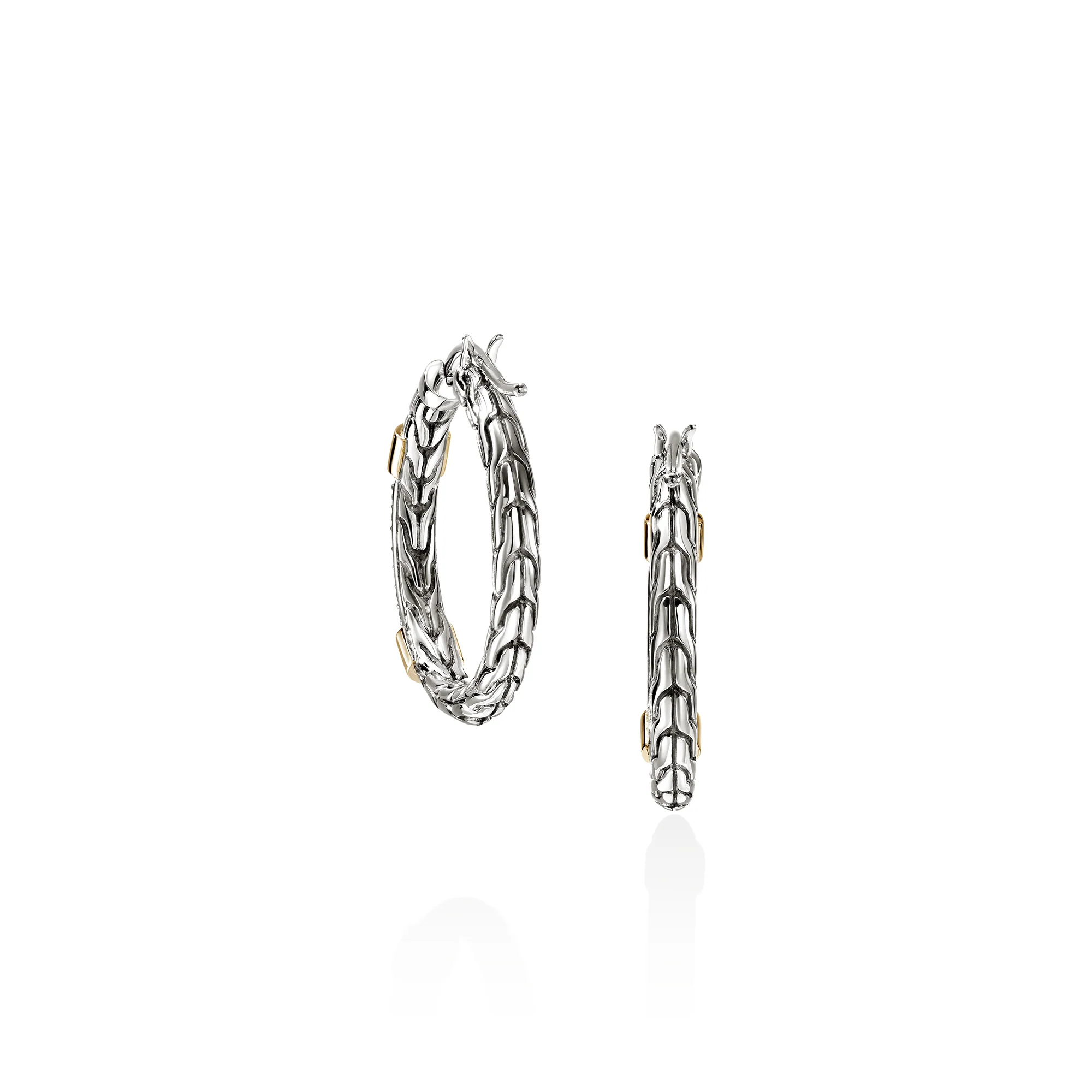 JH Essential Pave Hoop Earrings, Gold, Sterling Silver, Diamonds, 23MM|EZZP988682DI - Image 3