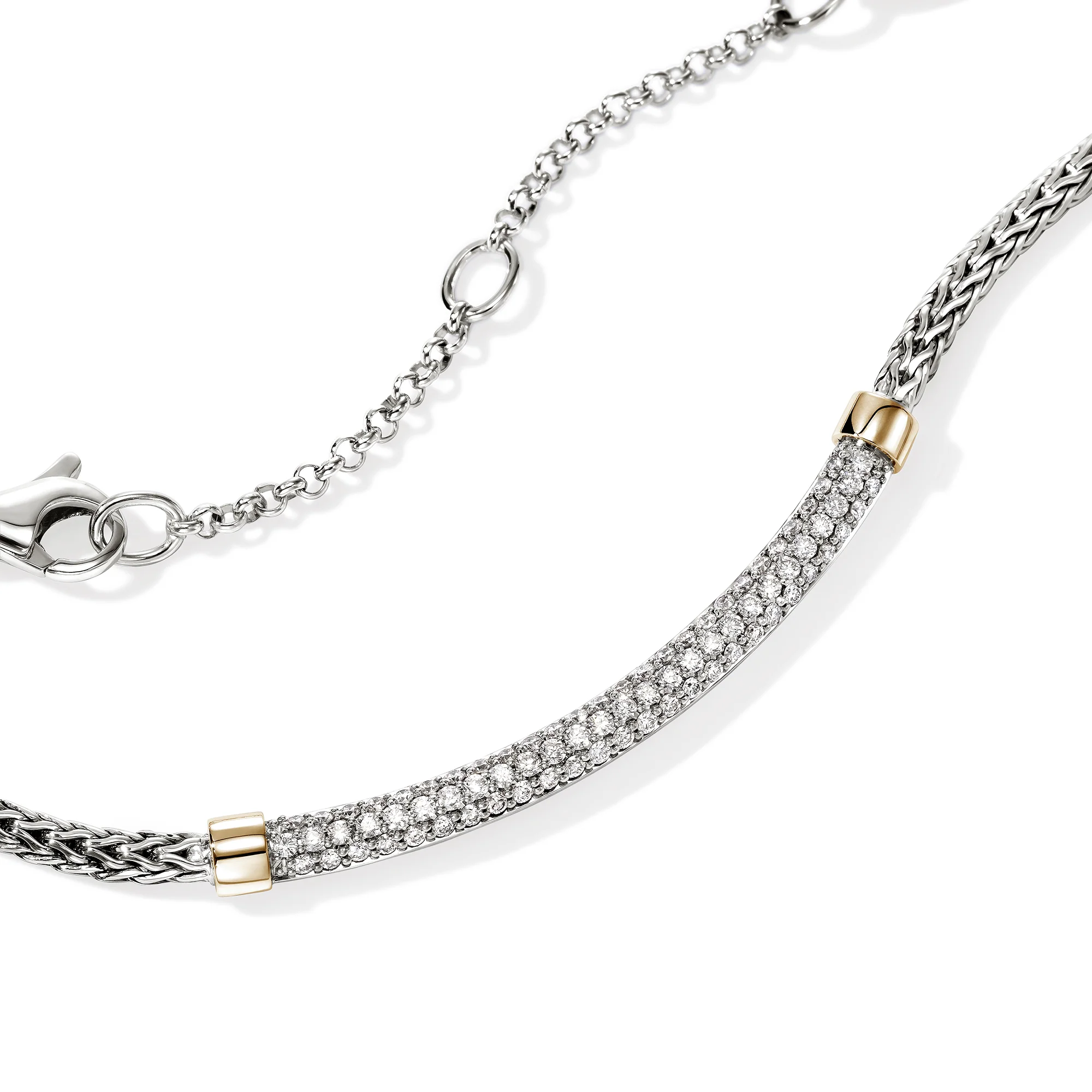 JH Essential Pave Necklace, Gold, Sterling Silver, Diamonds, 2.5MM|NZZP988652DI - Image 2