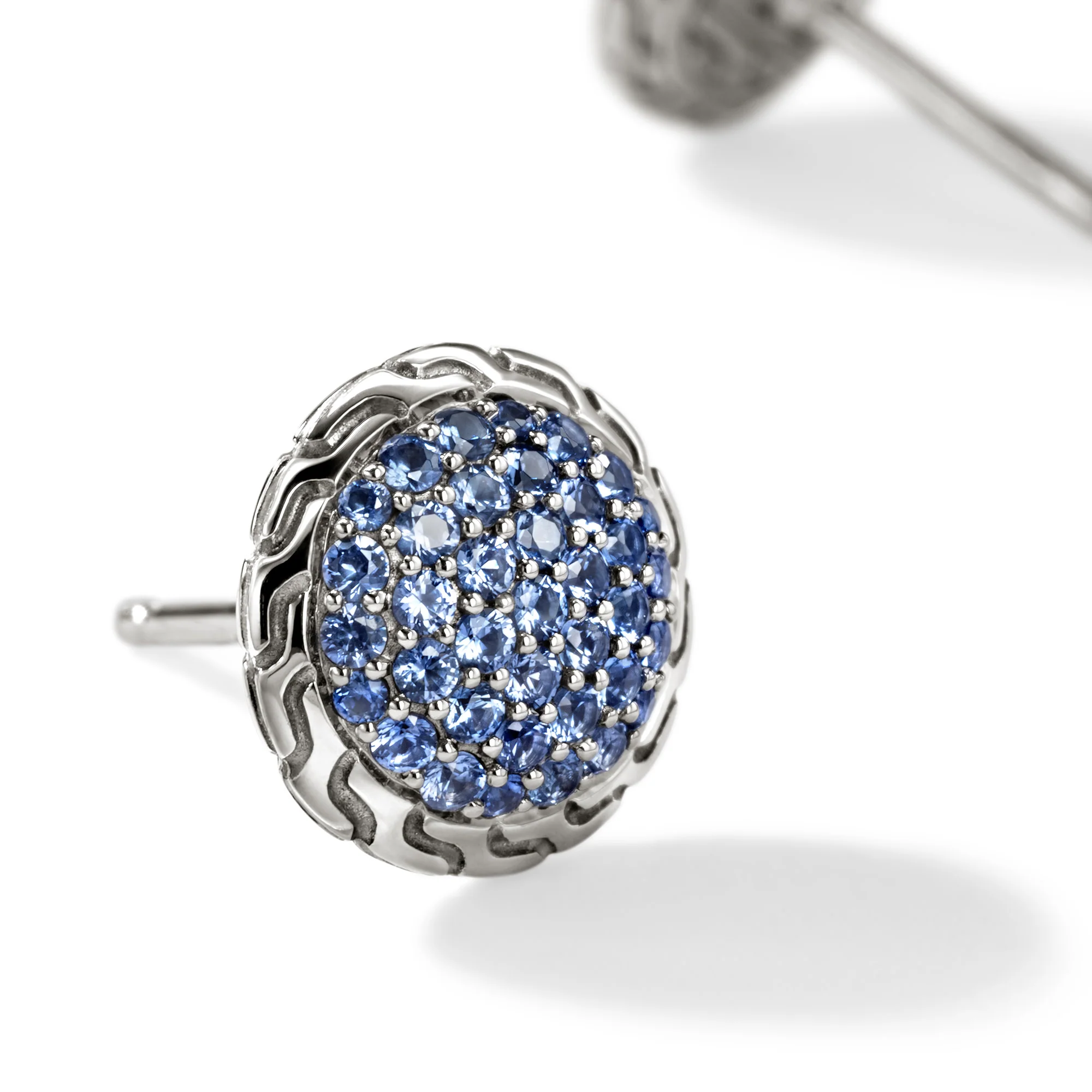 JH Essential Pavé Stud Earring, Sterling Silver, Gemstones, 10MM|EBS987184BSP - Image 2