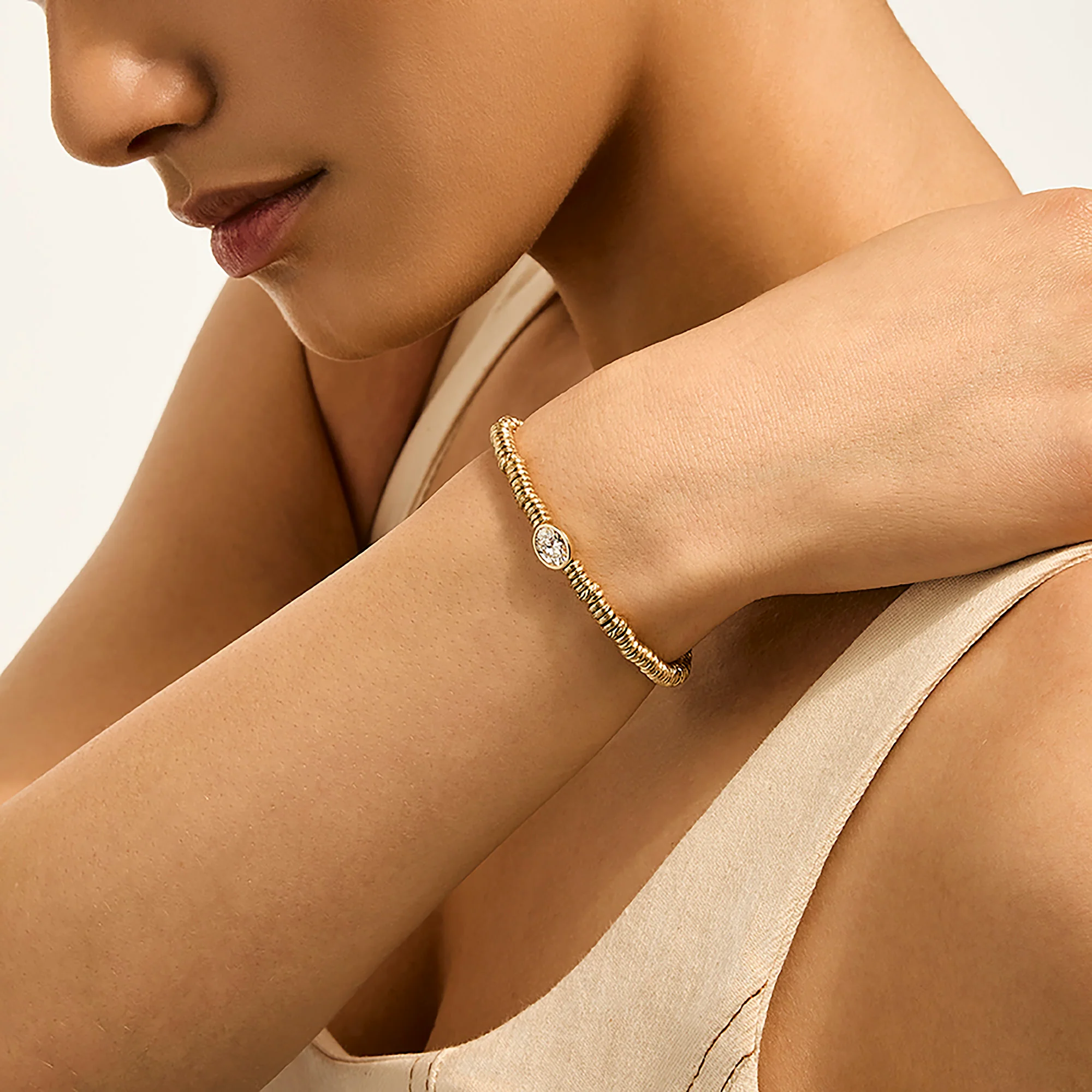 JH Lovestruck⢠Heishi Bracelet, Gold, Diamond, 1.0TCW|BUGGX43036LGD - Image 5
