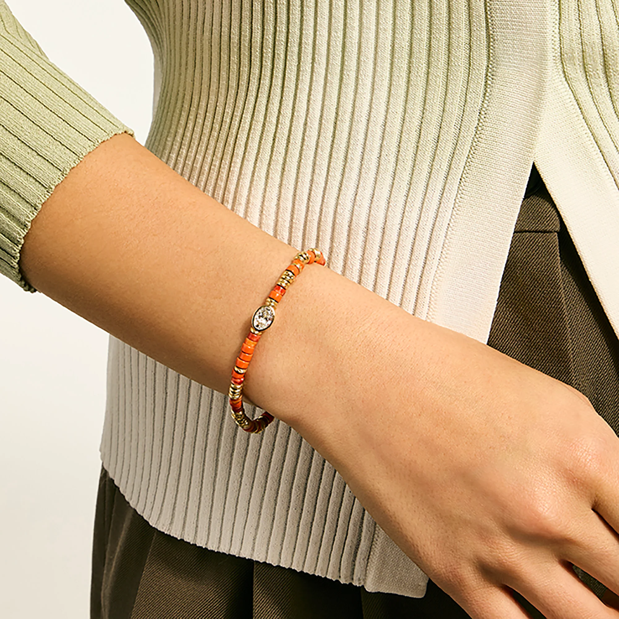 JH Lovestruck⢠Heishi Bracelet, Gold, Sterling Silver, Hardstones, Enamel, Diamond, 1.0TCW|BUZZP430363OROYSLGD - Image 5