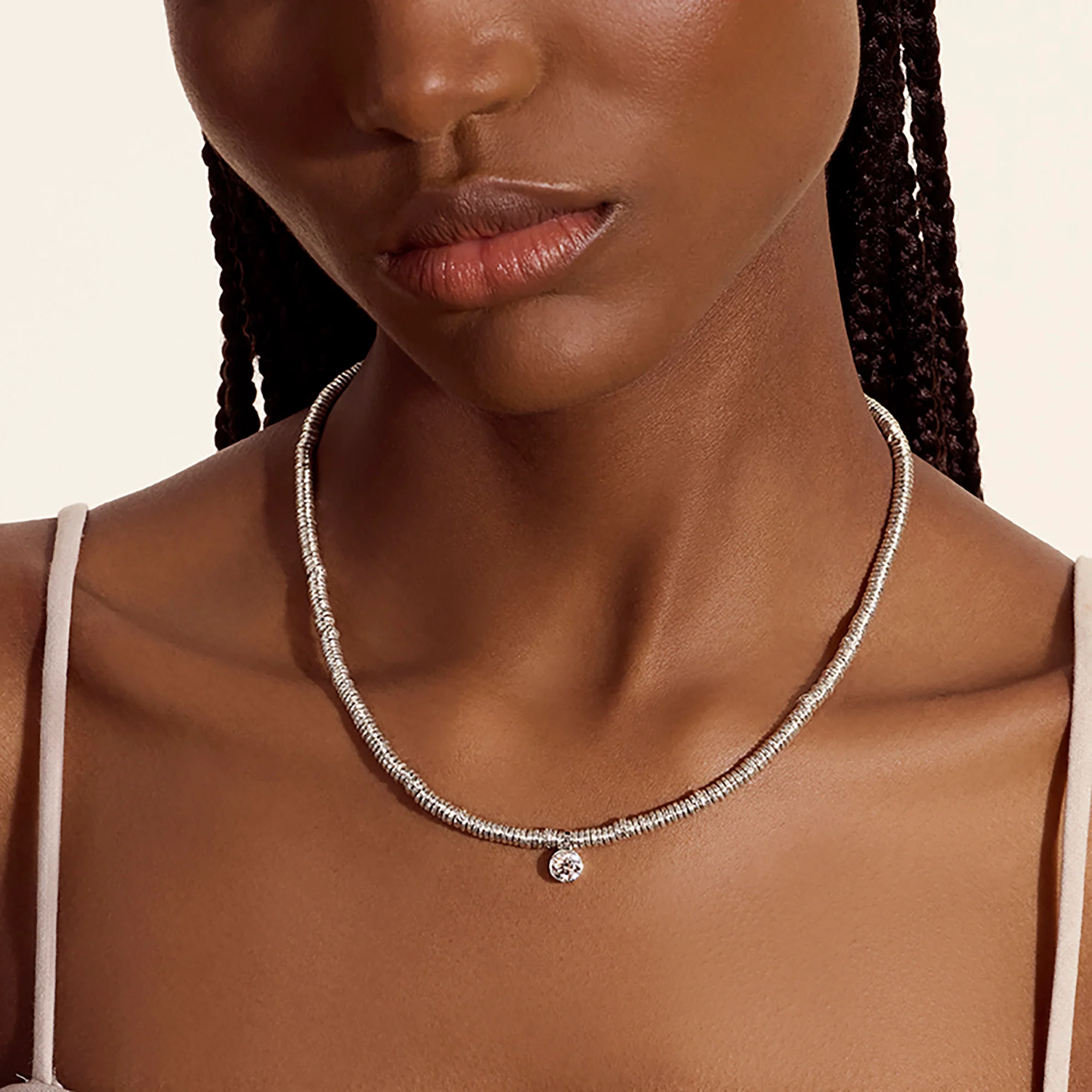 JH Lovestruck⢠Heishi Pendant Necklace, Sterling Silver, Diamond, 1.0TCW|NBP43002LGD - Image 4