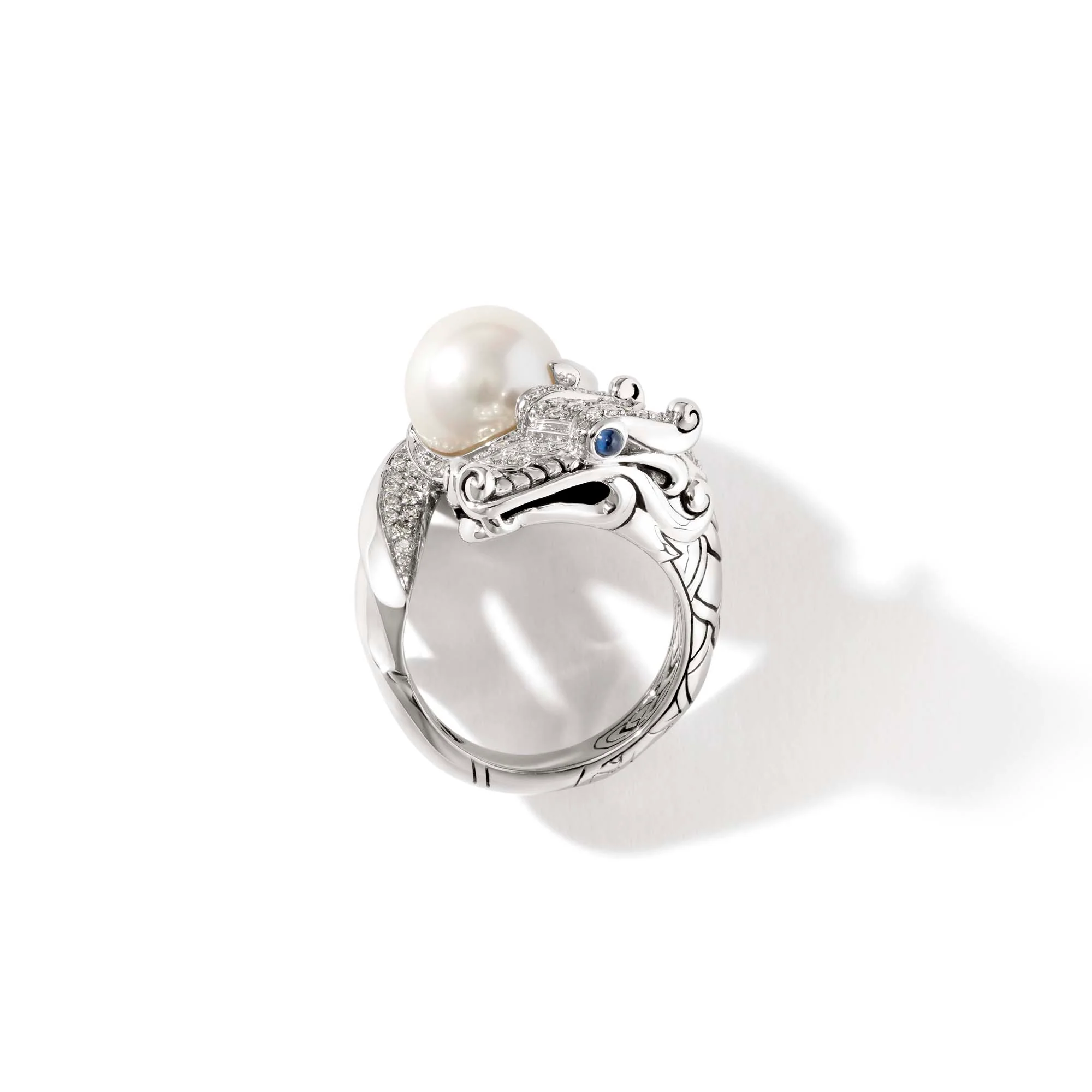 Naga Ring, Sterling Silver, Diamonds, Pearl|RBP603132BSPDI - Image 4