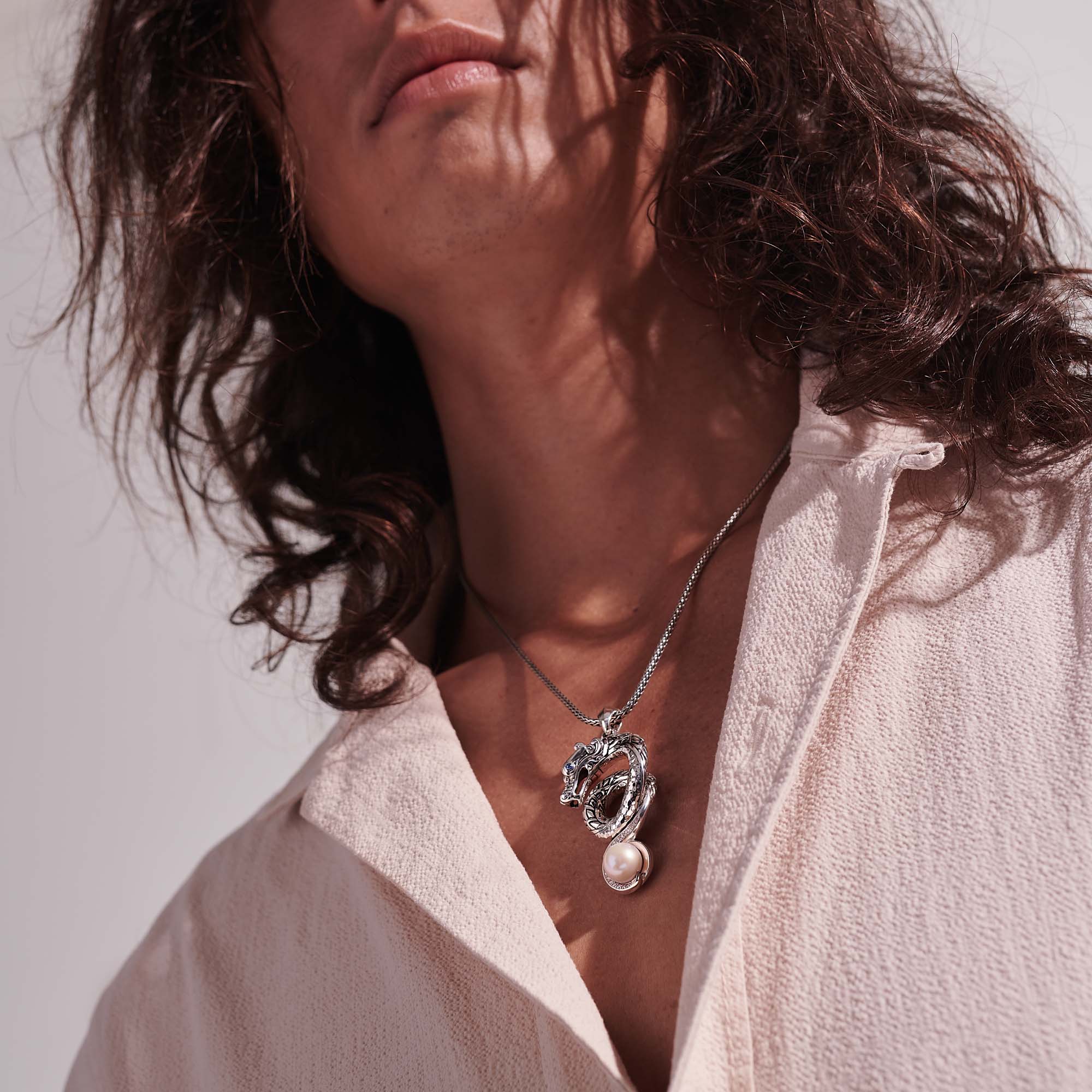 Naga Necklace, Silver, Diamonds, Pearl|NBP603142BSPDI - Image 6